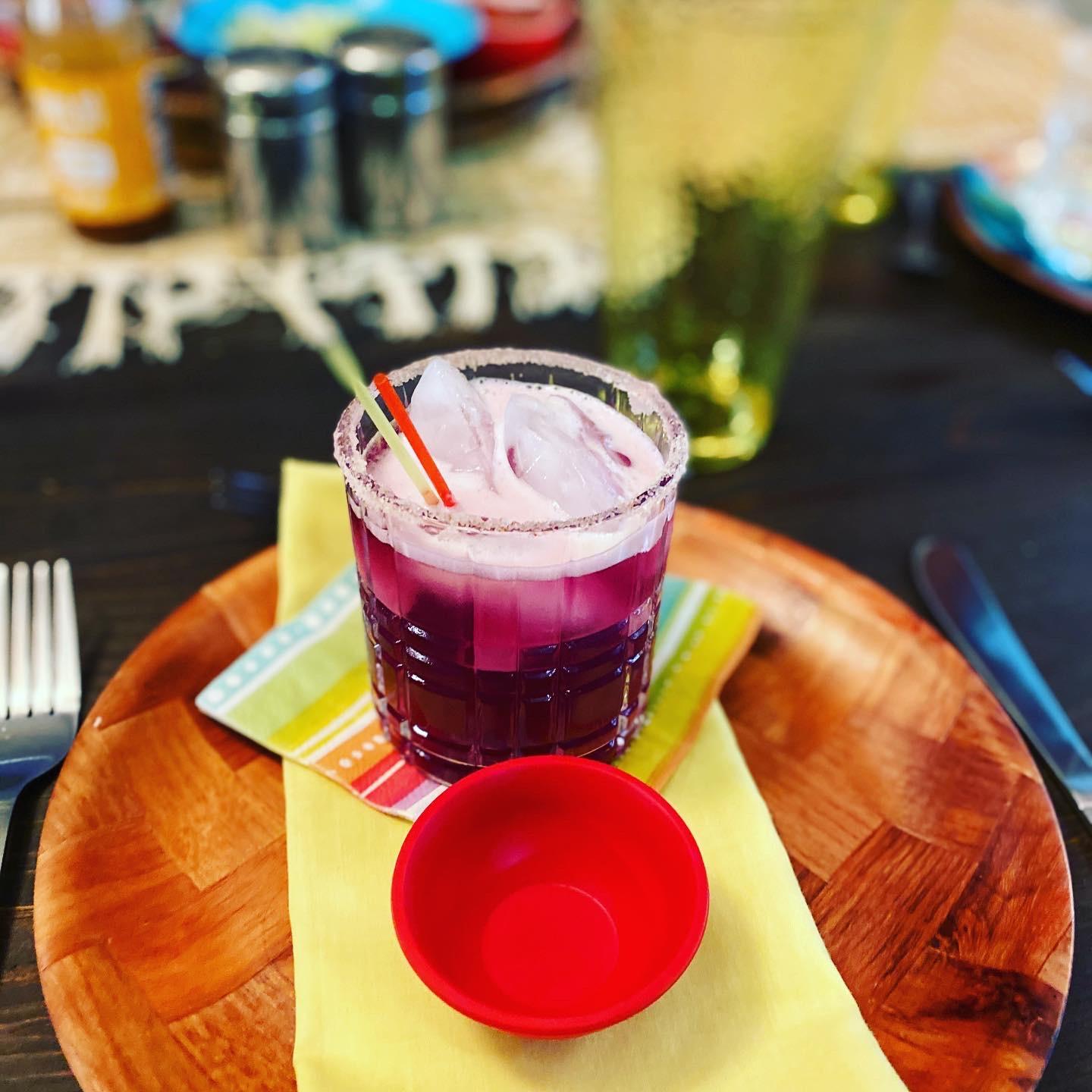 Dessert Pear margarita with salted rim.