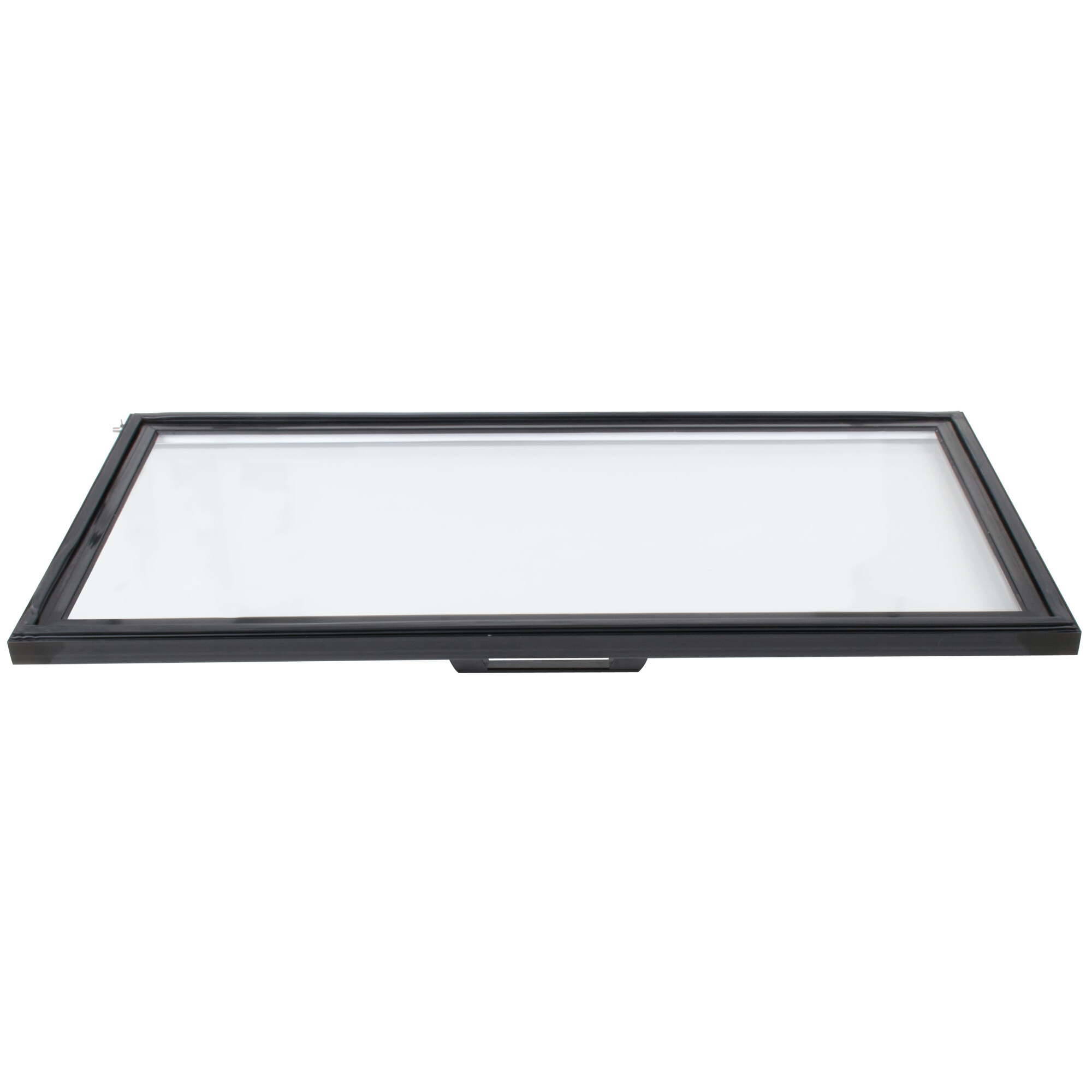 A white rectangular door with a black border.