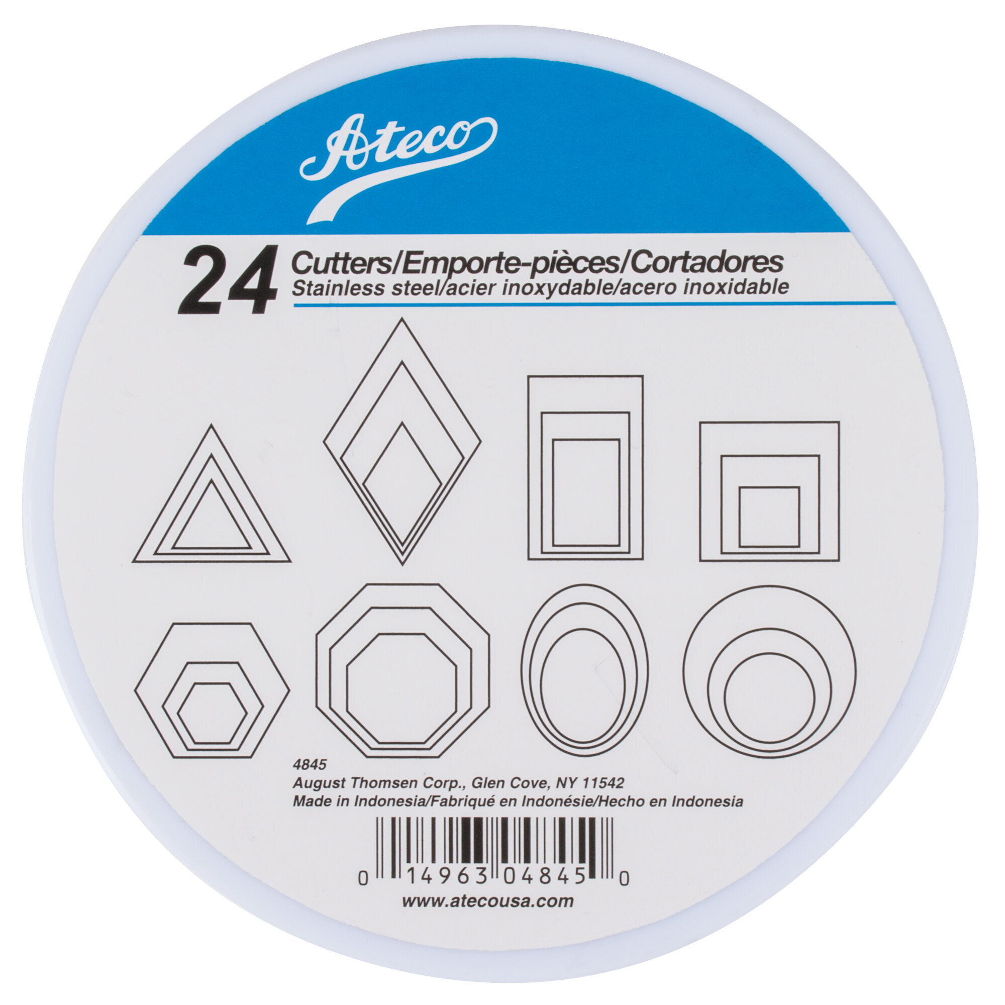 Ateco 4845 24Piece Stainless Steel Geometric Shapes Cutter Set (August