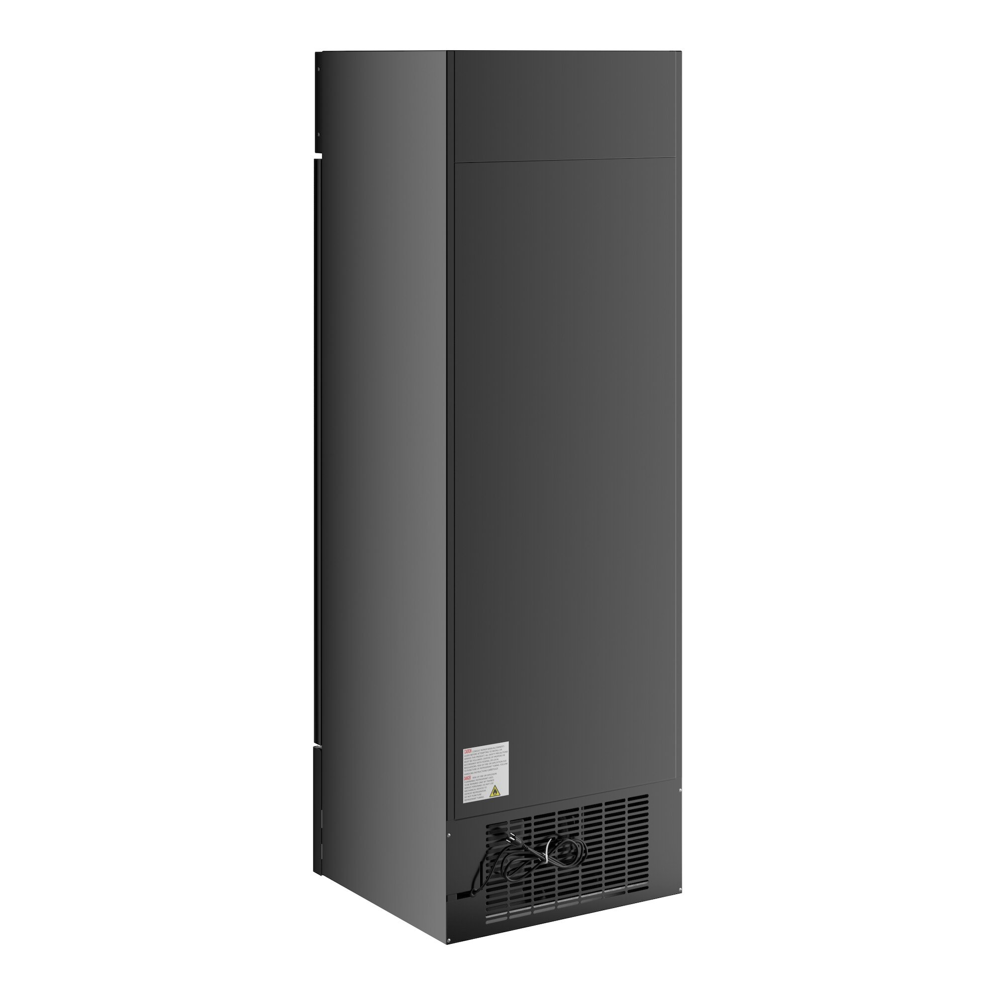 A black rectangular Avantco merchandising refrigerator with a white border around the glass door.