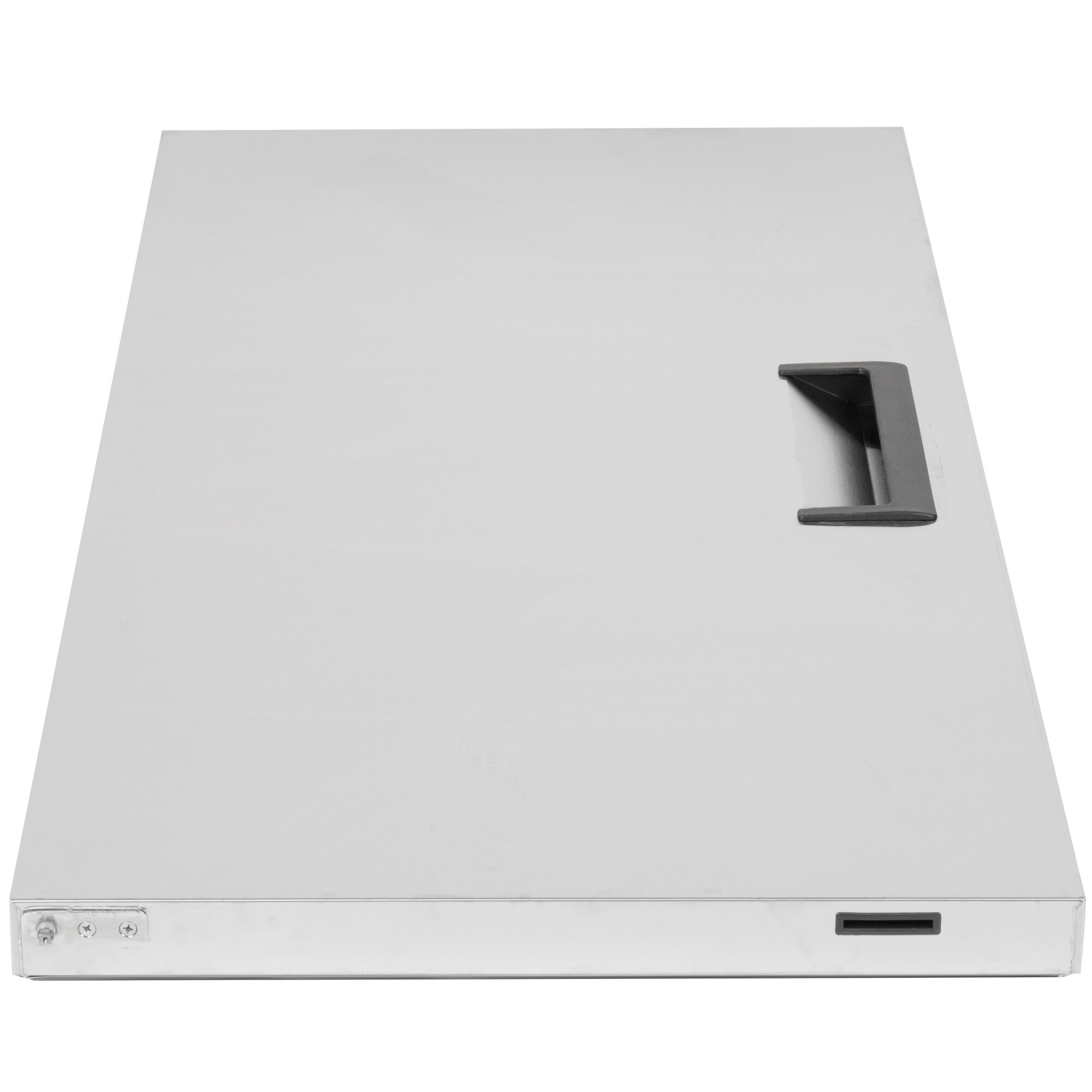 A white rectangular Avantco replacement door with a black handle.