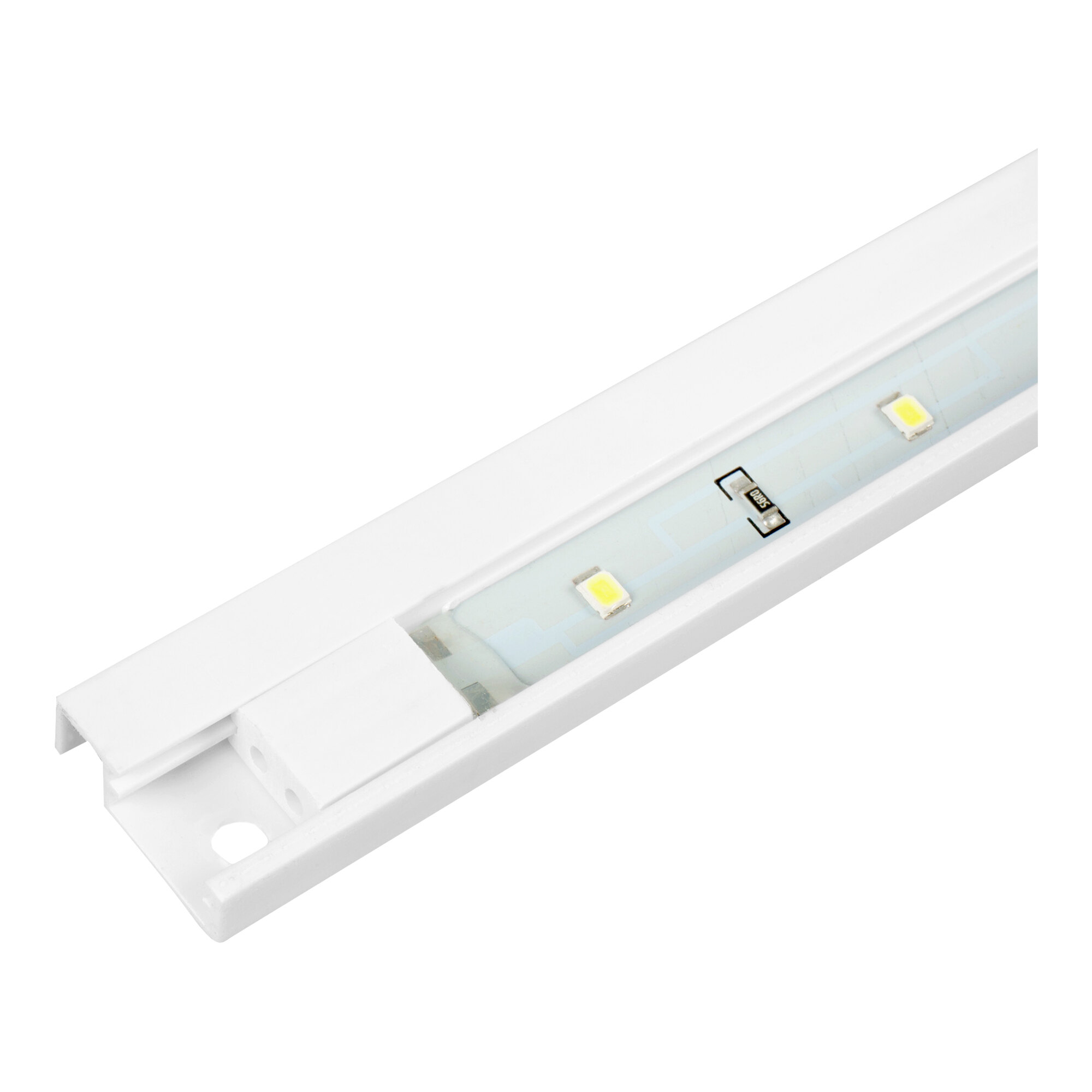 A long, white LED light bulb designed for exterior use.