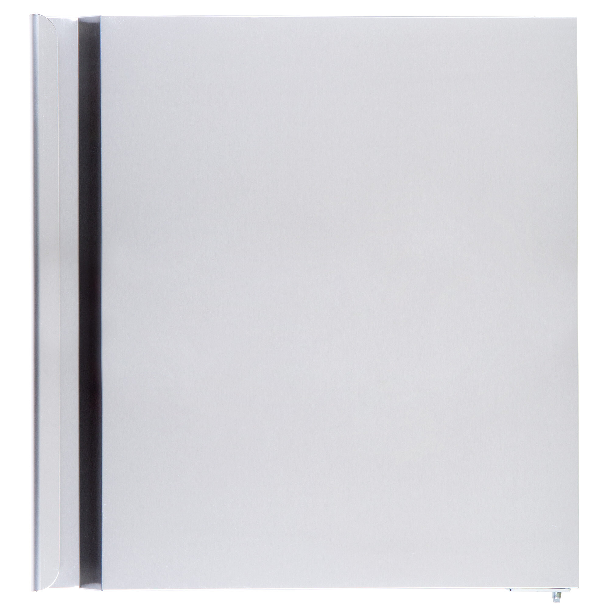 A white rectangular door with a black border on the bottom half.