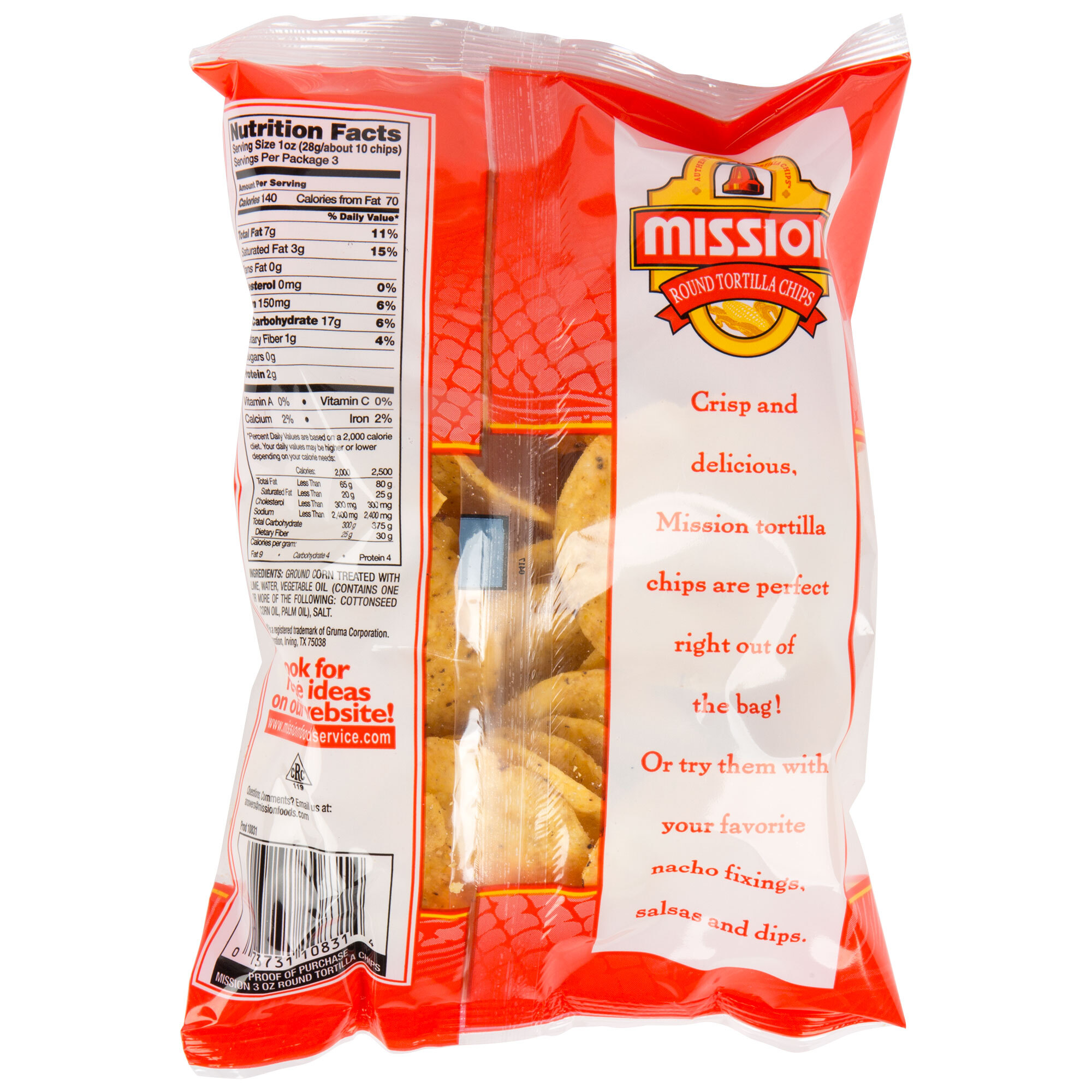 Mission 3 oz. Portion Pack Yellow Round Nacho Chips 48/Case