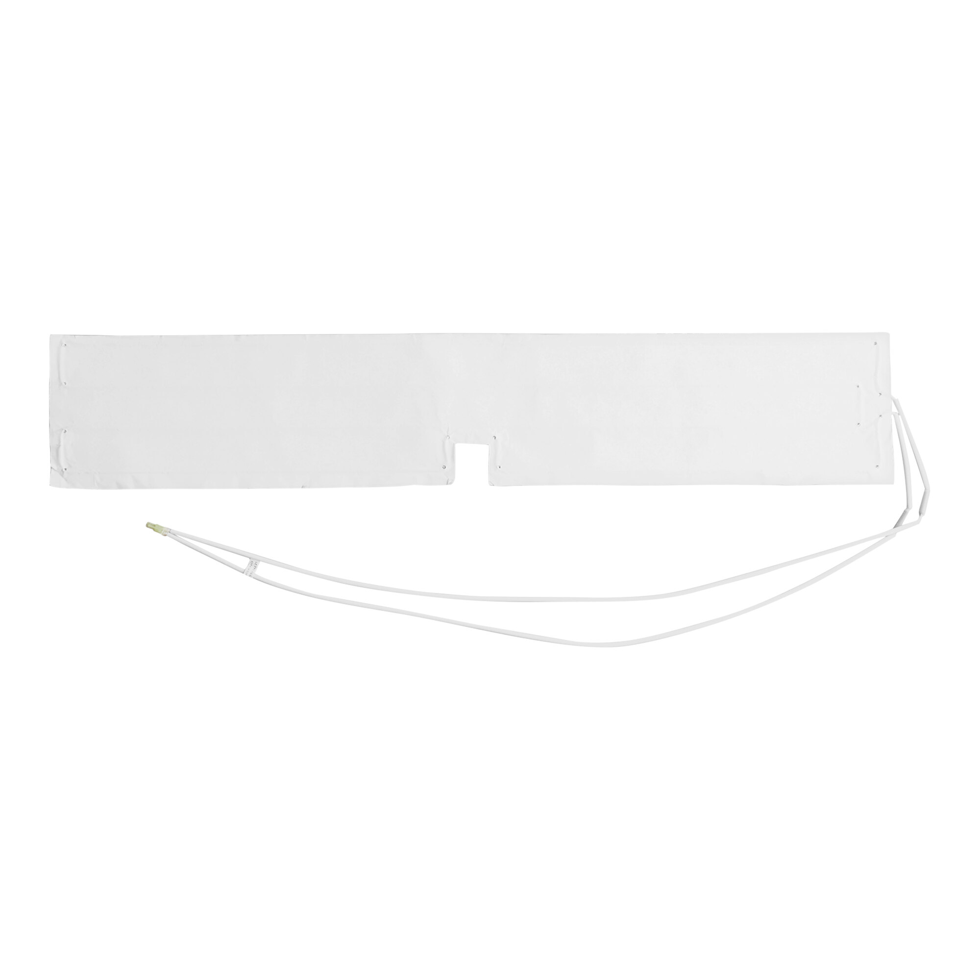 A rectangular white blanket heater with attached wires, designed for use with specific Avantco freezer and cooler models.
