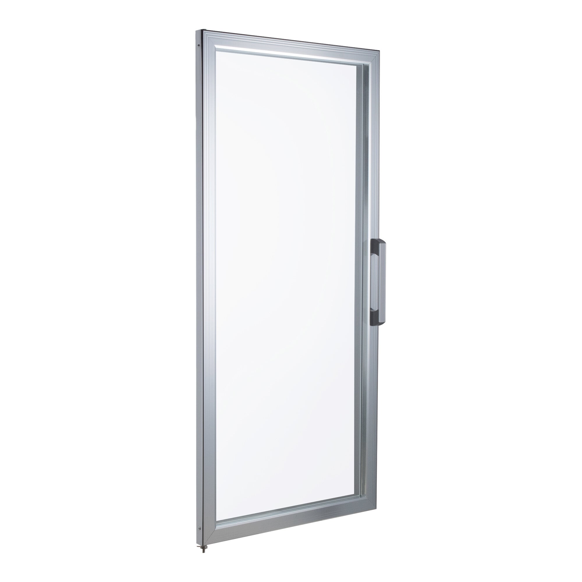 A left hinged refrigerator door with a metal frame and clear glass panel, designed for the Avantco White GDC-49 Series.