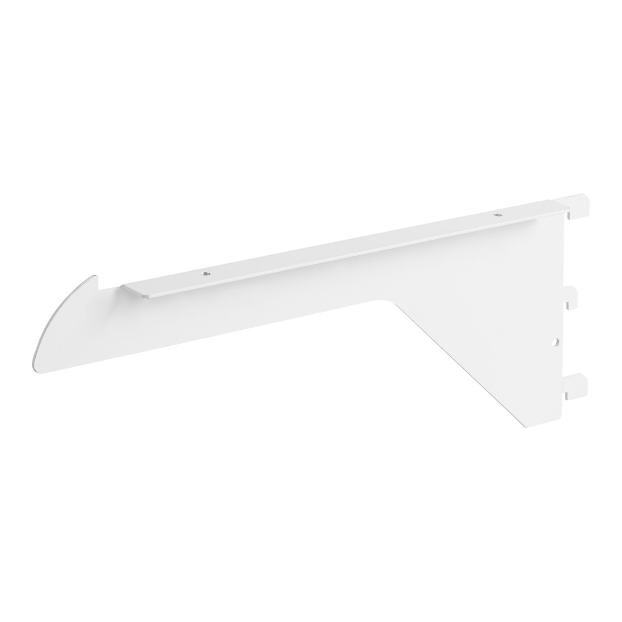 A white metal left side shelf bracket for an air curtain.