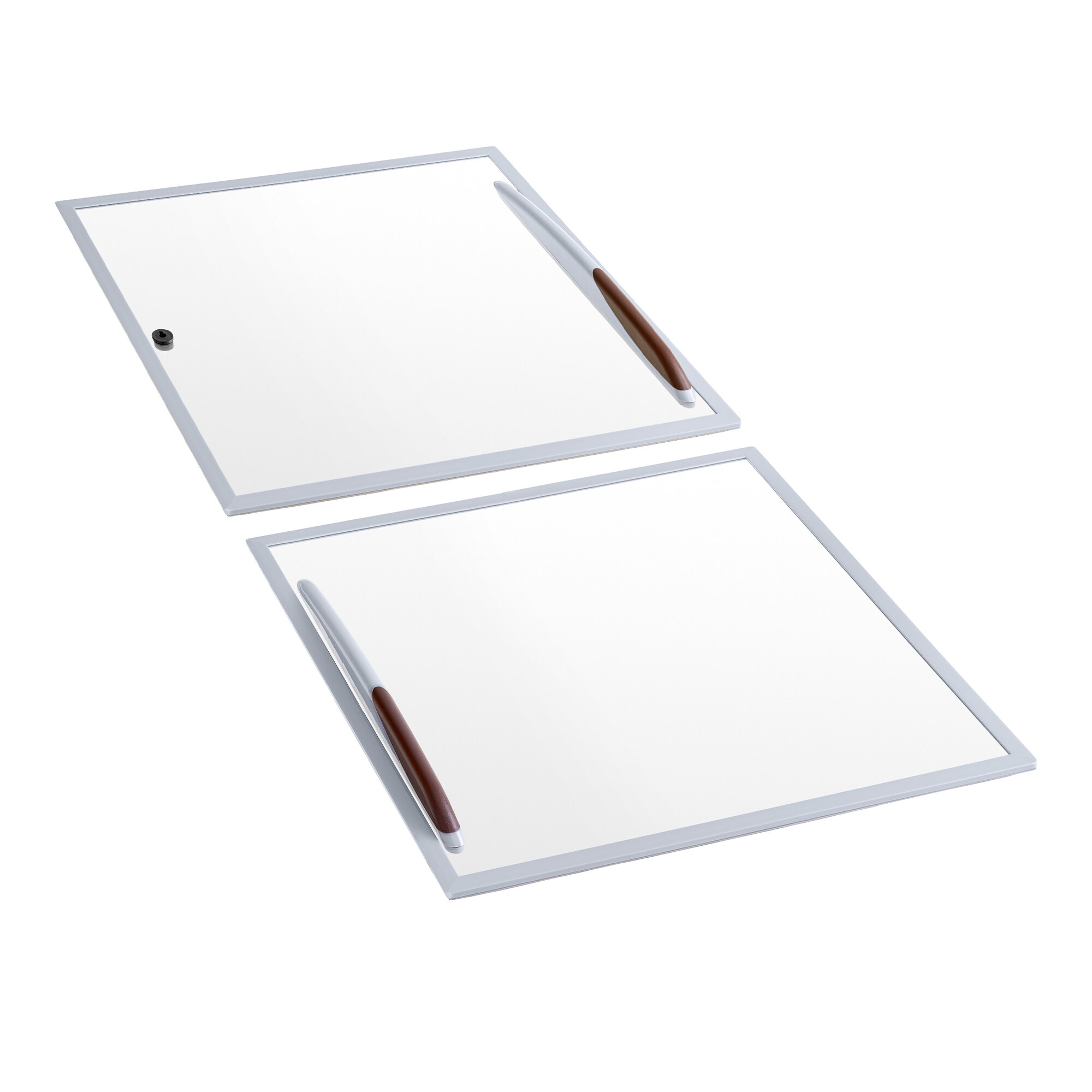 A set of two clear glass lids with white frames and handles, designed for the Avantco DFF13-HC freezer.