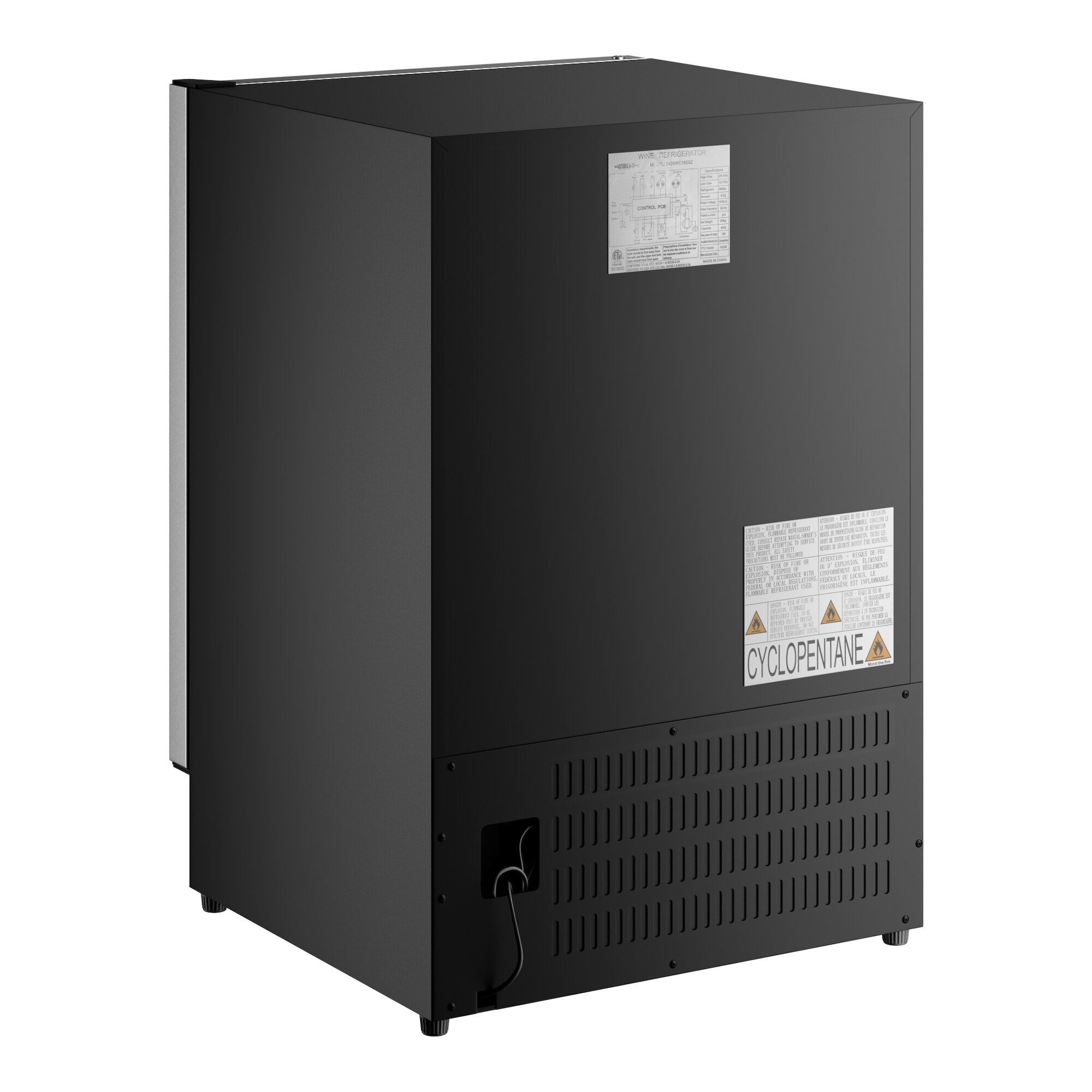 A black AvaValley BRC-84-SZ full glass door beverage cooler shown from the back.