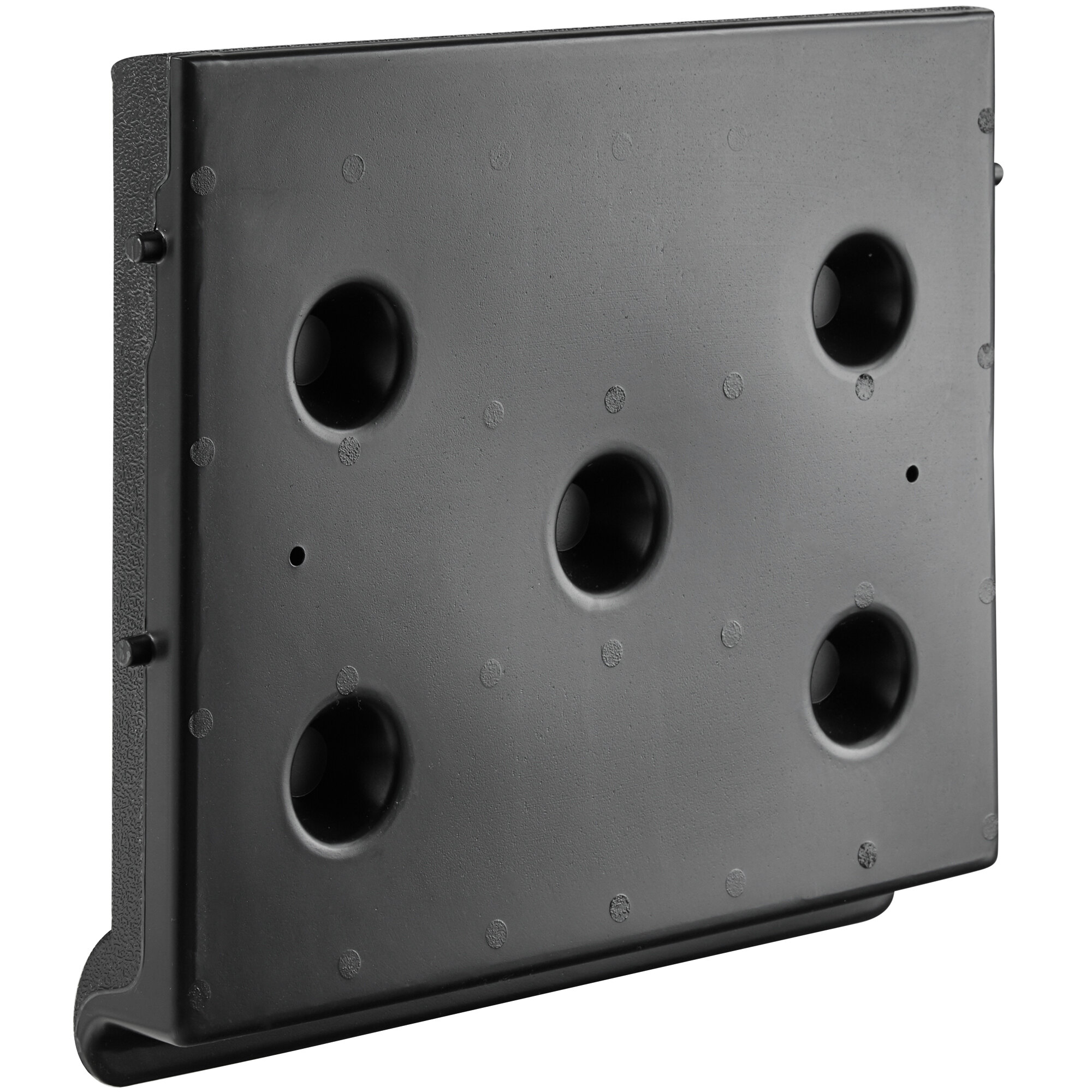 a black rectangular object with holes