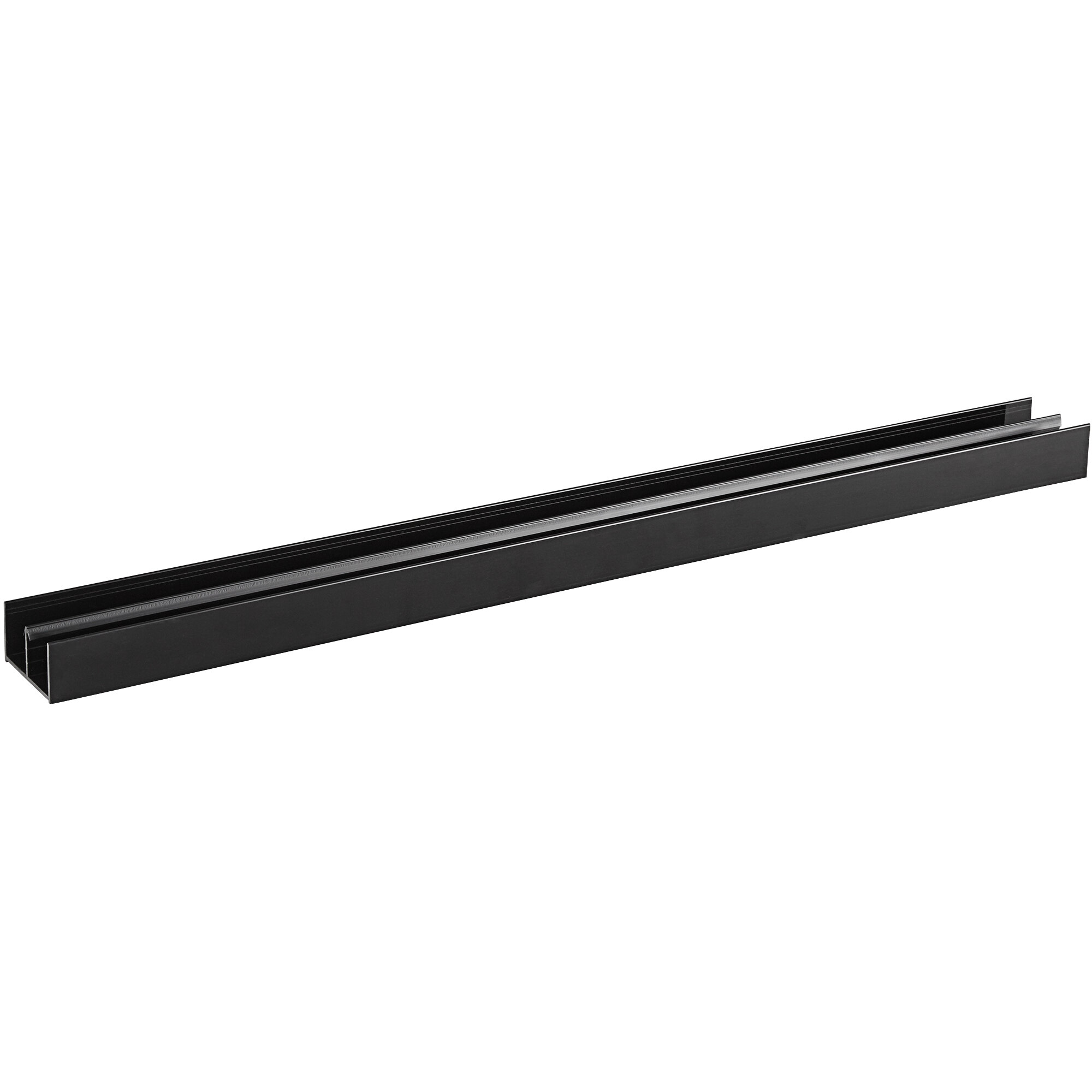 A black metal beam with two long strips.