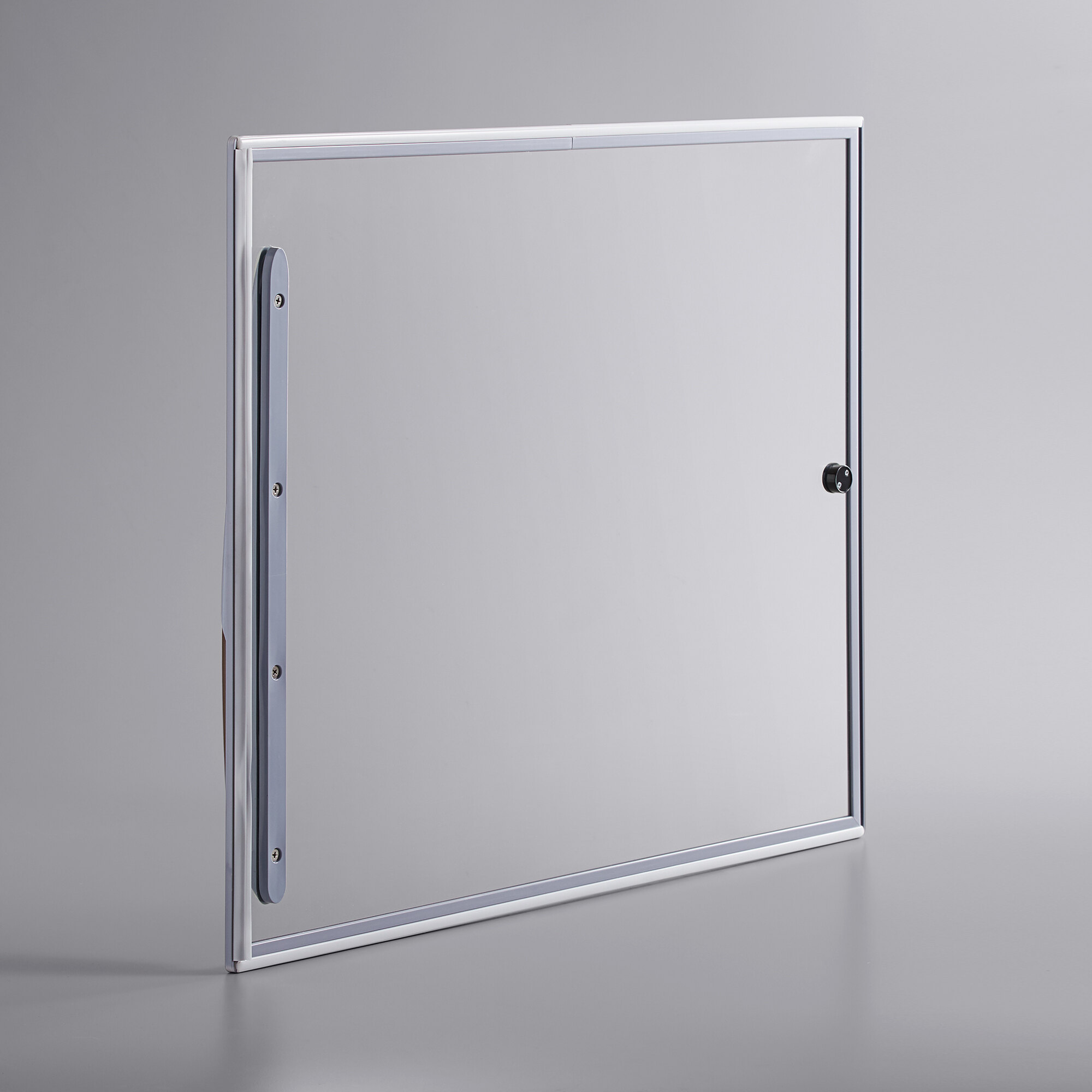 The bottom lid for an Avantco DFF16-HC freezer with a glass door and silver frame.