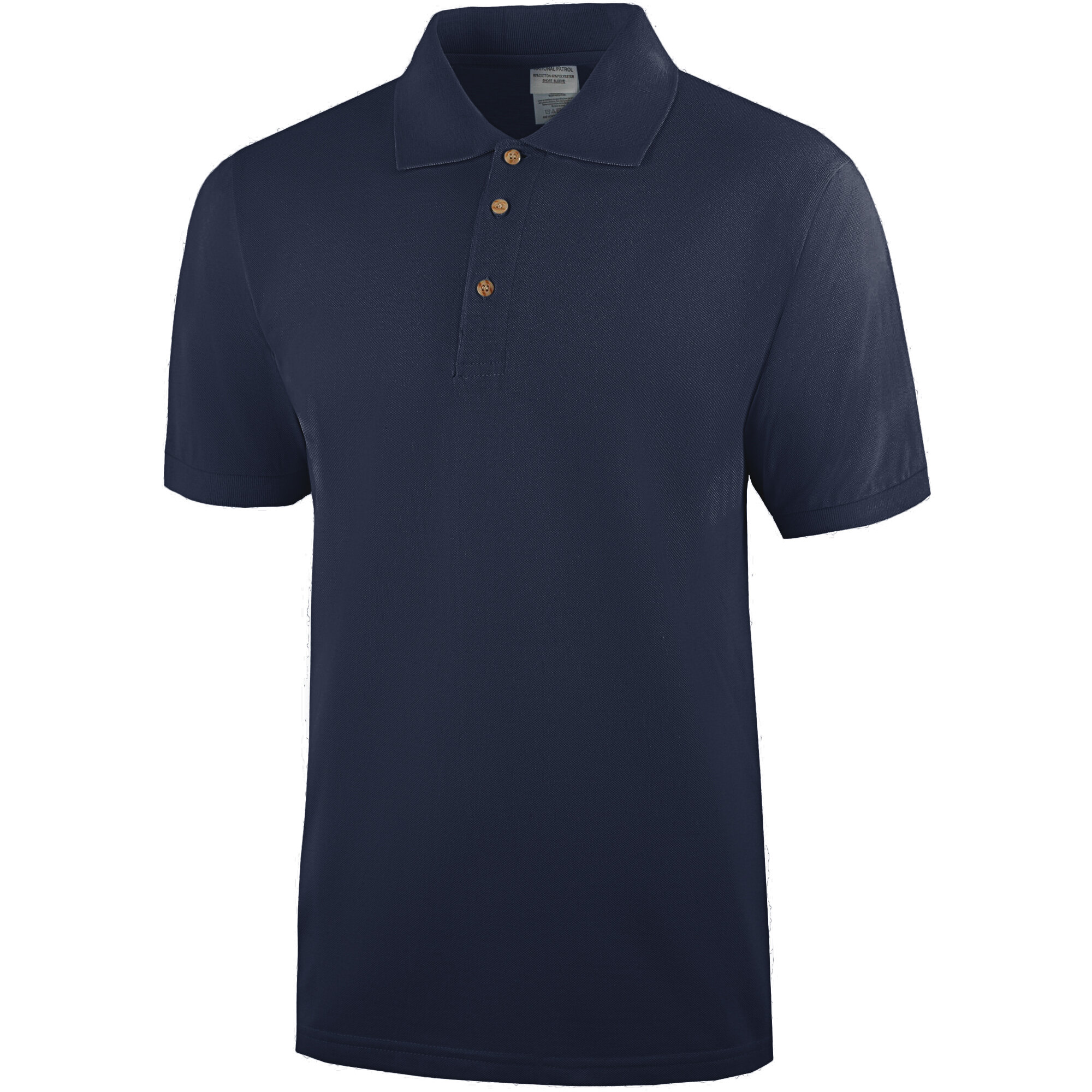 Henry Segal Men's Customizable Navy Short Sleeve Polo Shirt with 3 Wood Buttons - 5XL