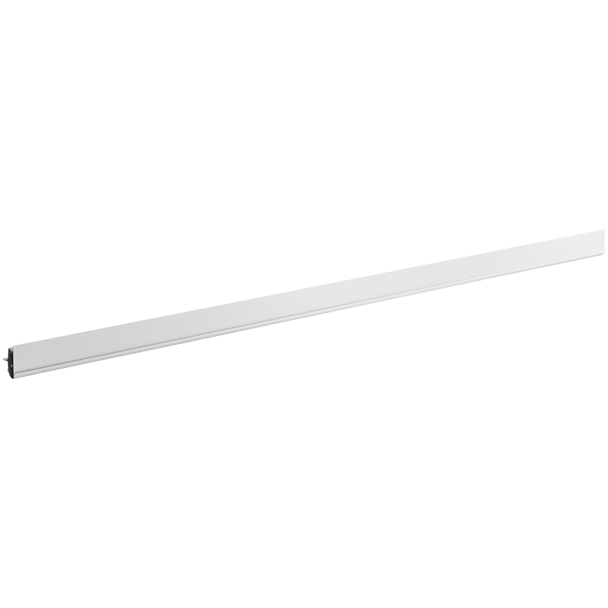 A white rectangular metal tag strip with black center.