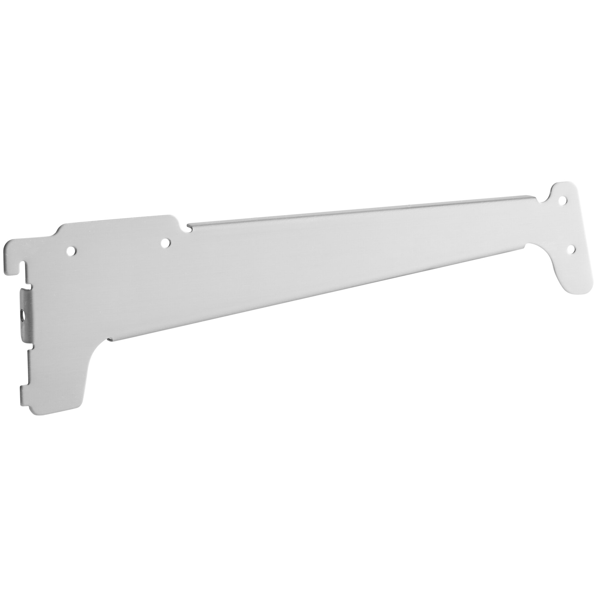 A white metal Avantco shelf holder with holes and a screw.