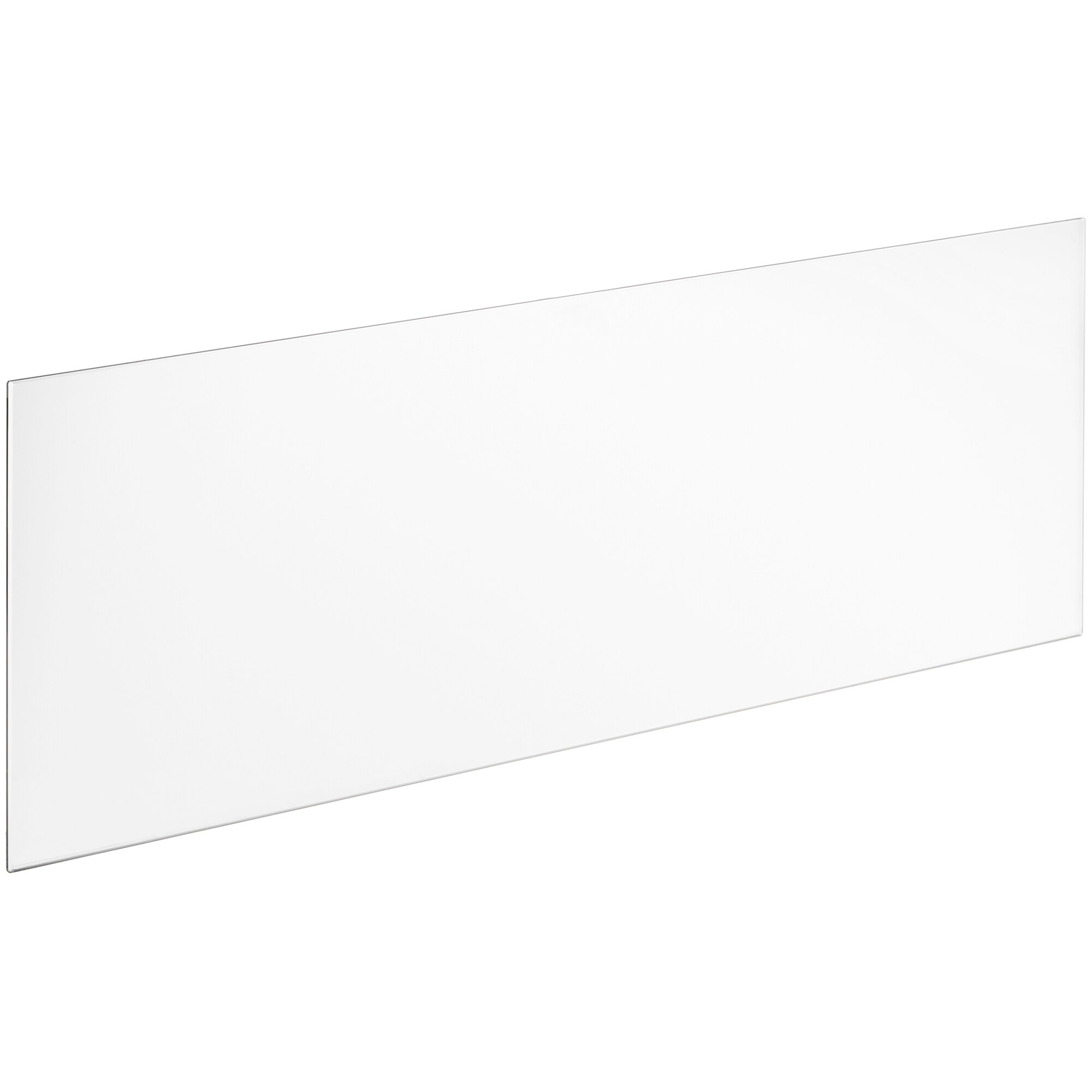 An Avantco glass top shelf with black edges on a white rectangular background.