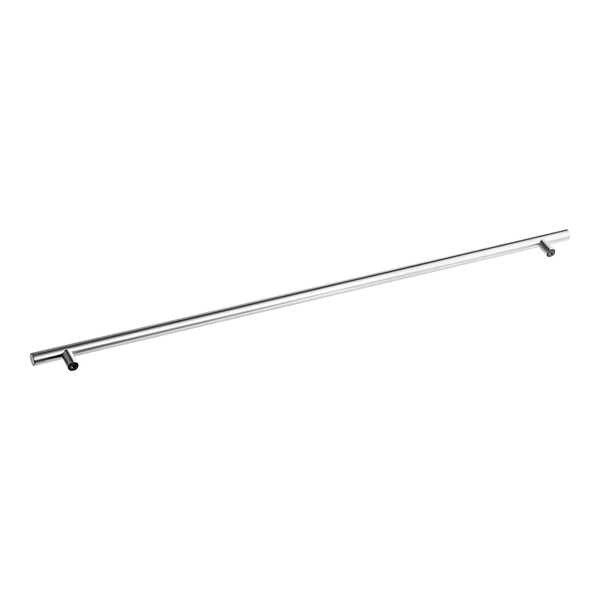 A stainless steel bar with a long silver handle.