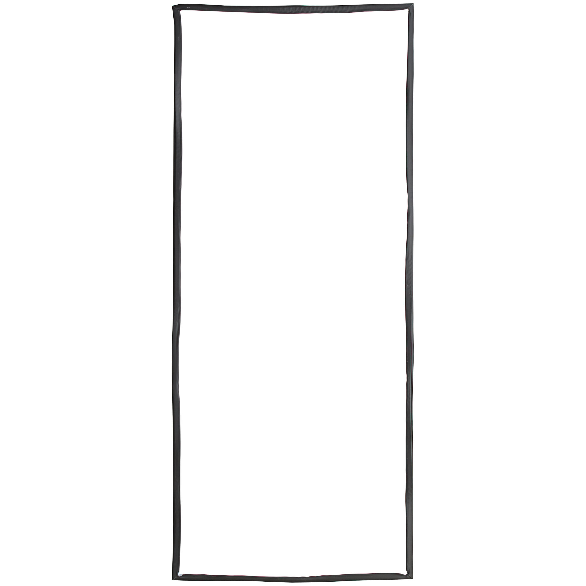 A rectangular black gasket with black edges on a white background.