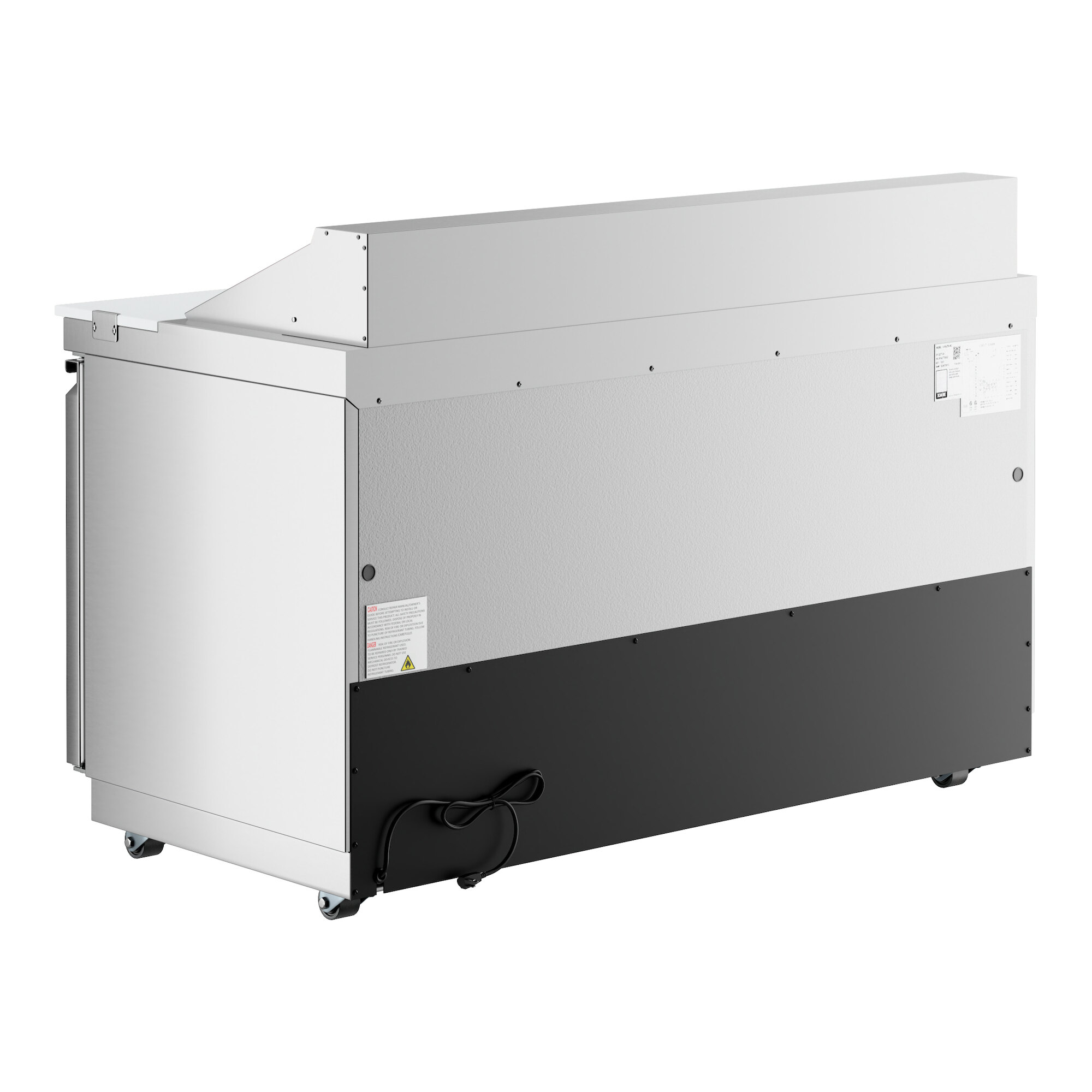 A white and black Avantco refrigerated sandwich prep table with cutting top.