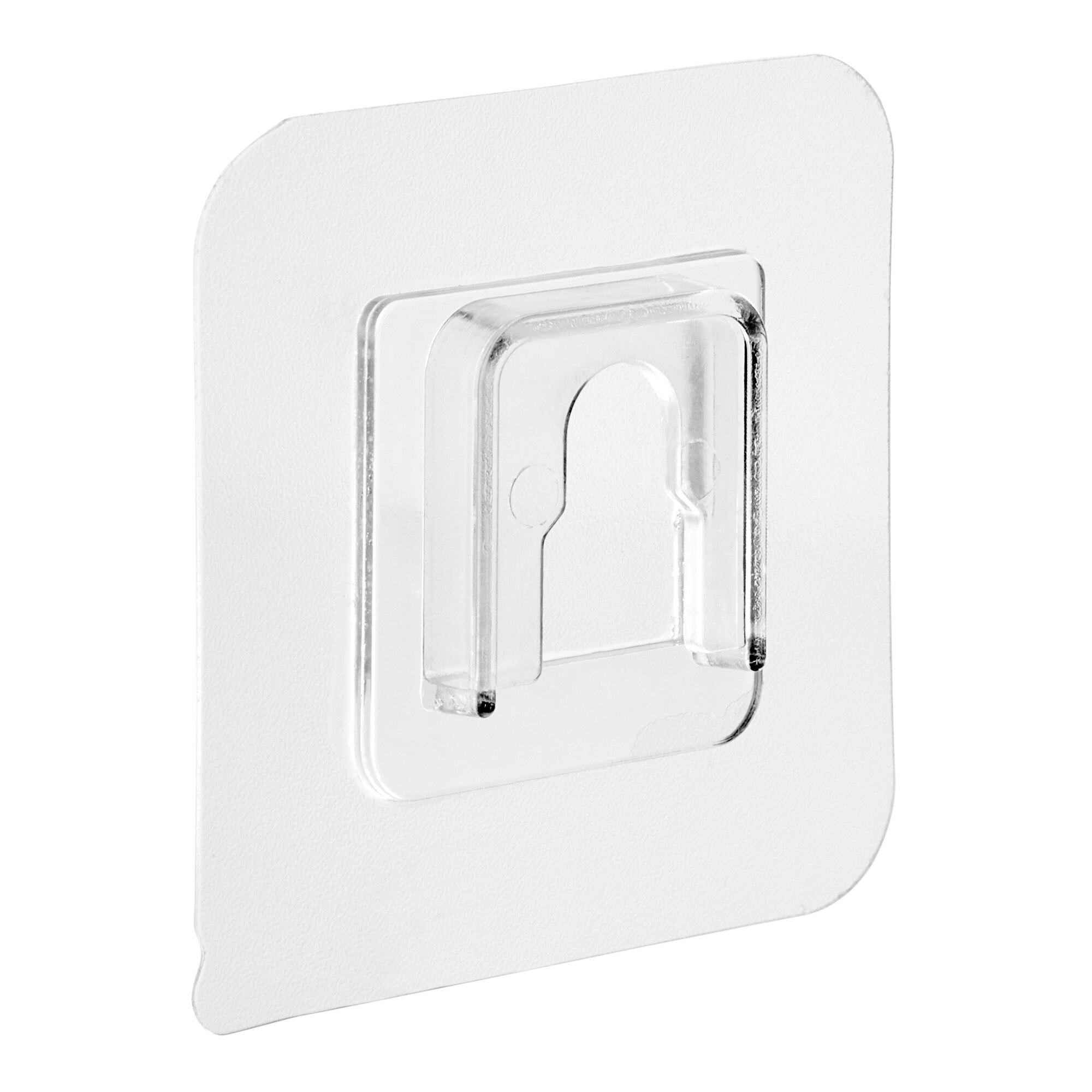 A clear plastic square with a hole in it.