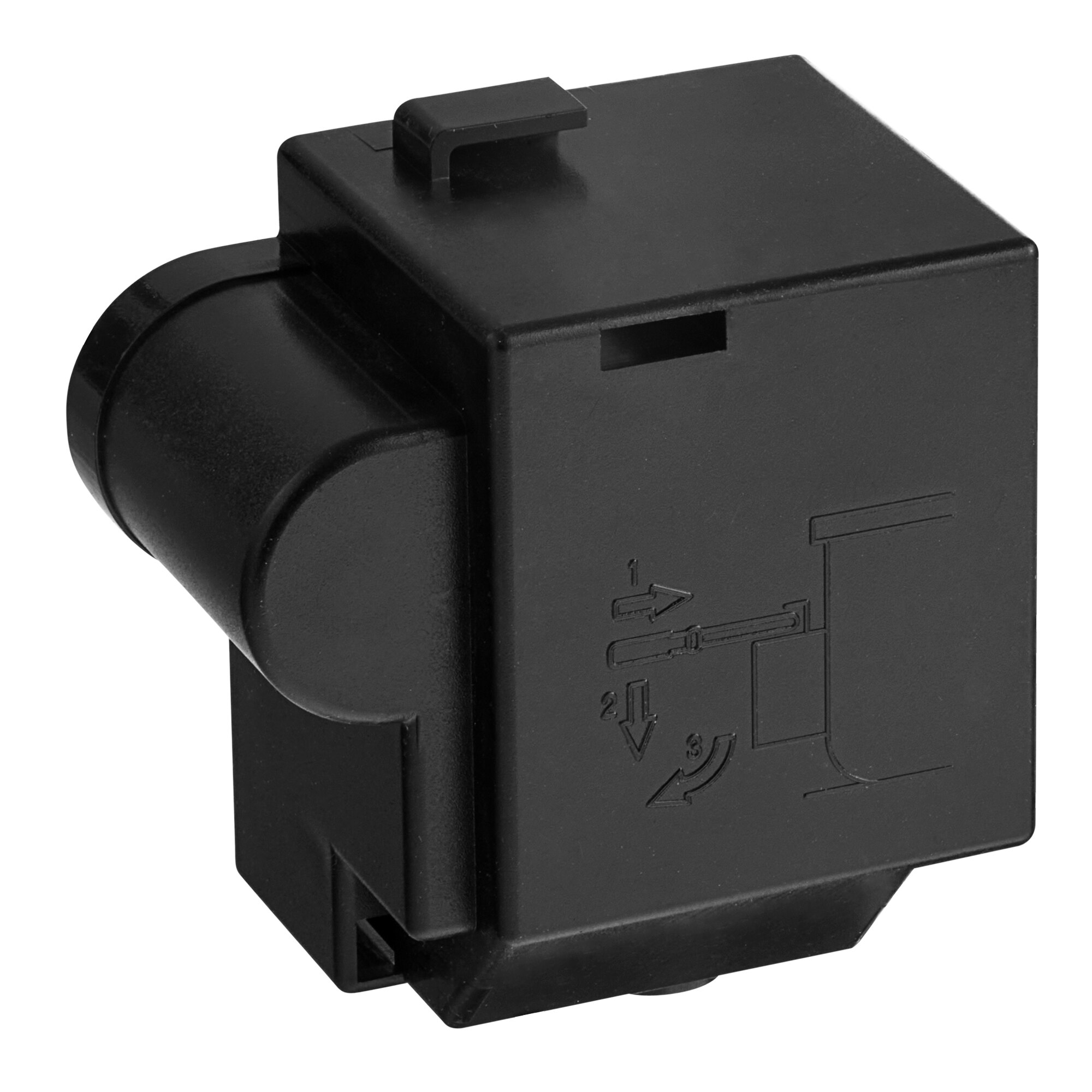 A black square Avantco compressor cover with a small hole.