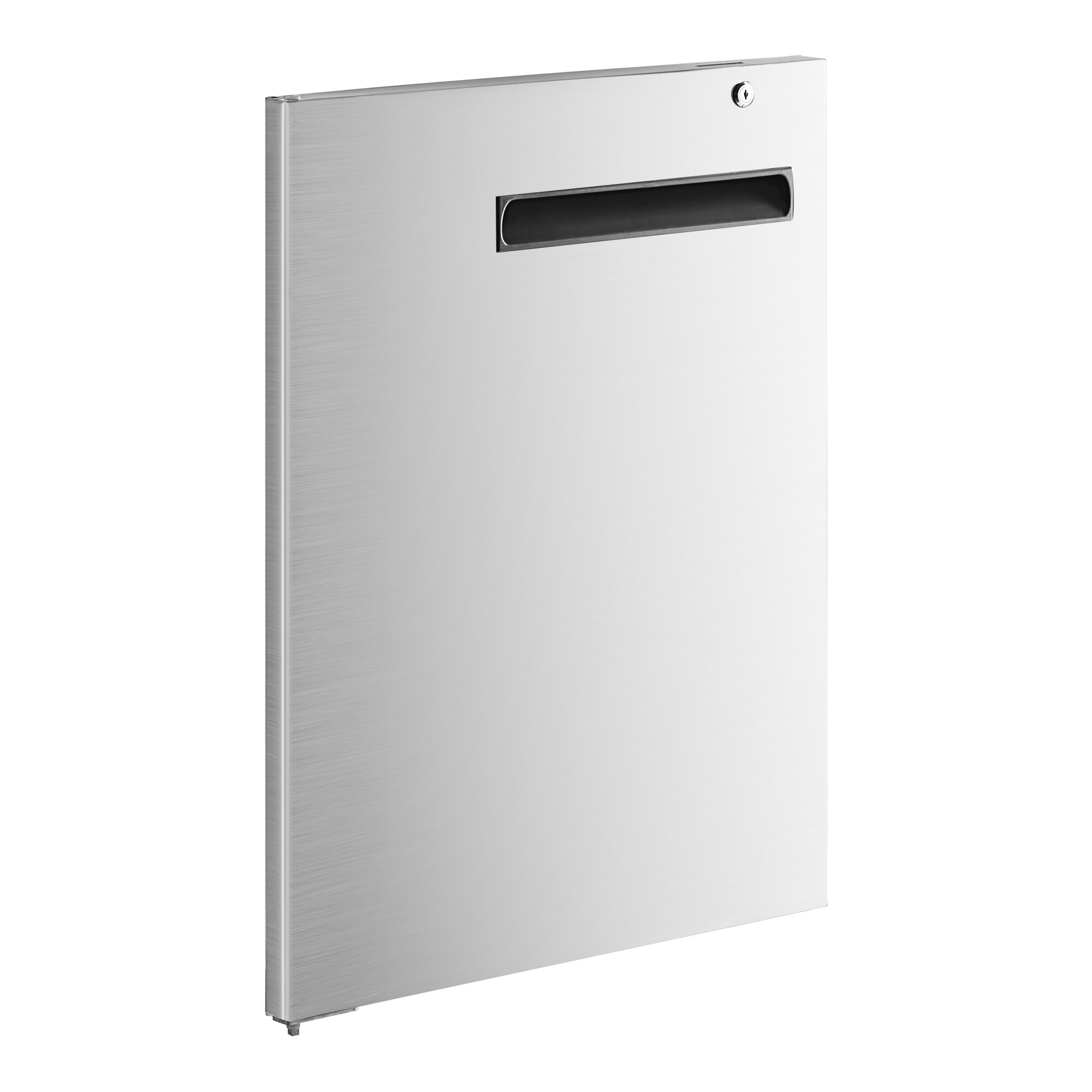 A stainless steel door with a black handle for an Avantco UBB-3-HC.