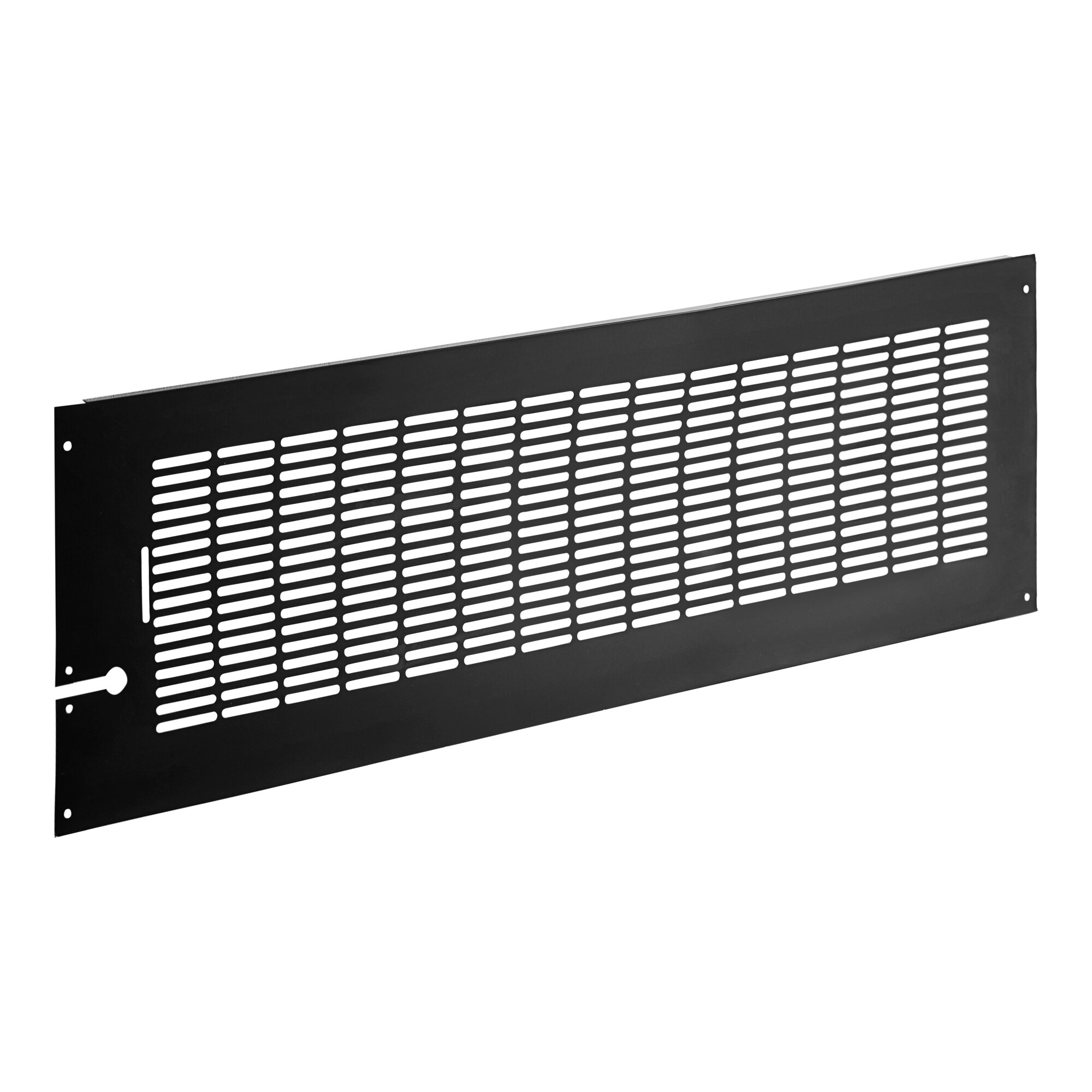 A black metal Avantco back grille with holes.