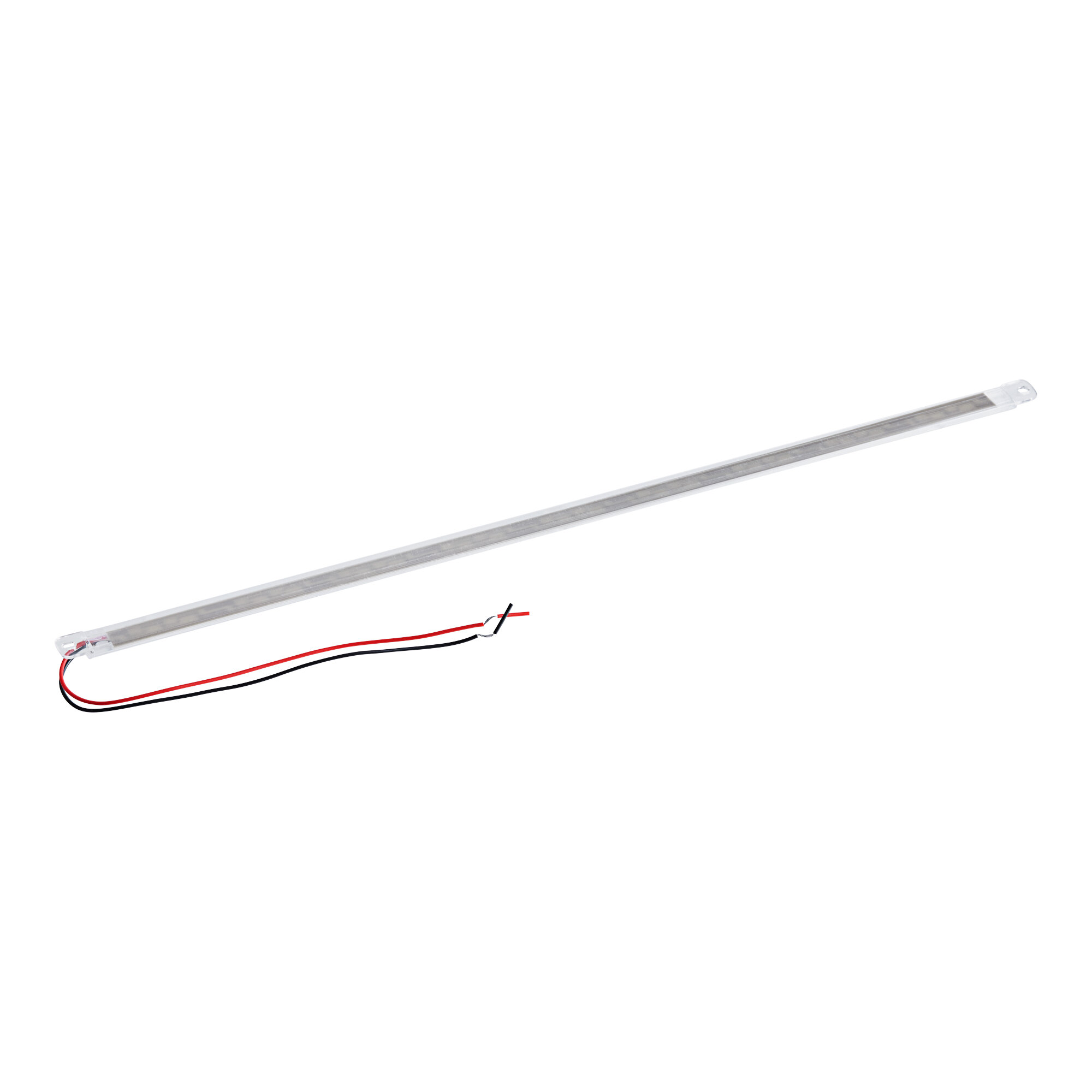 An Avantco LED light with a long metal rod and red and black wires.