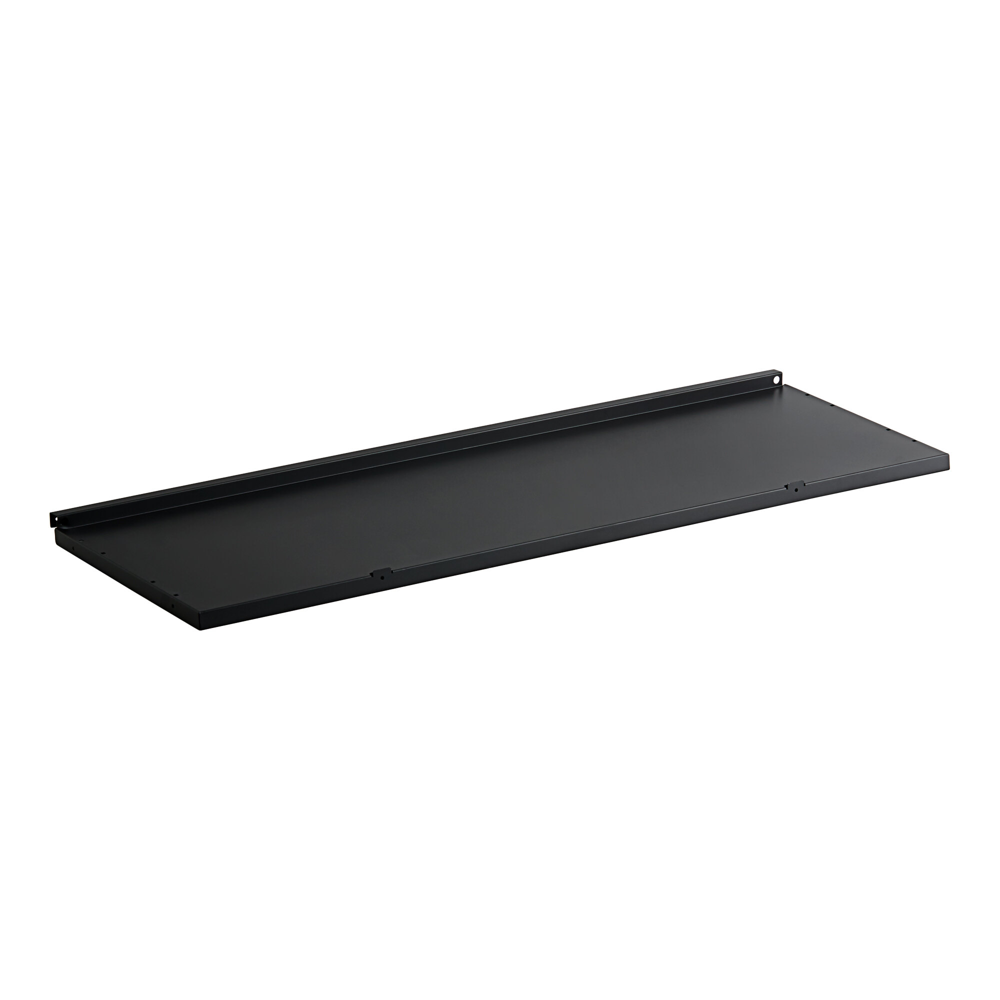 A black rectangular Avantco shelf with a metal frame.