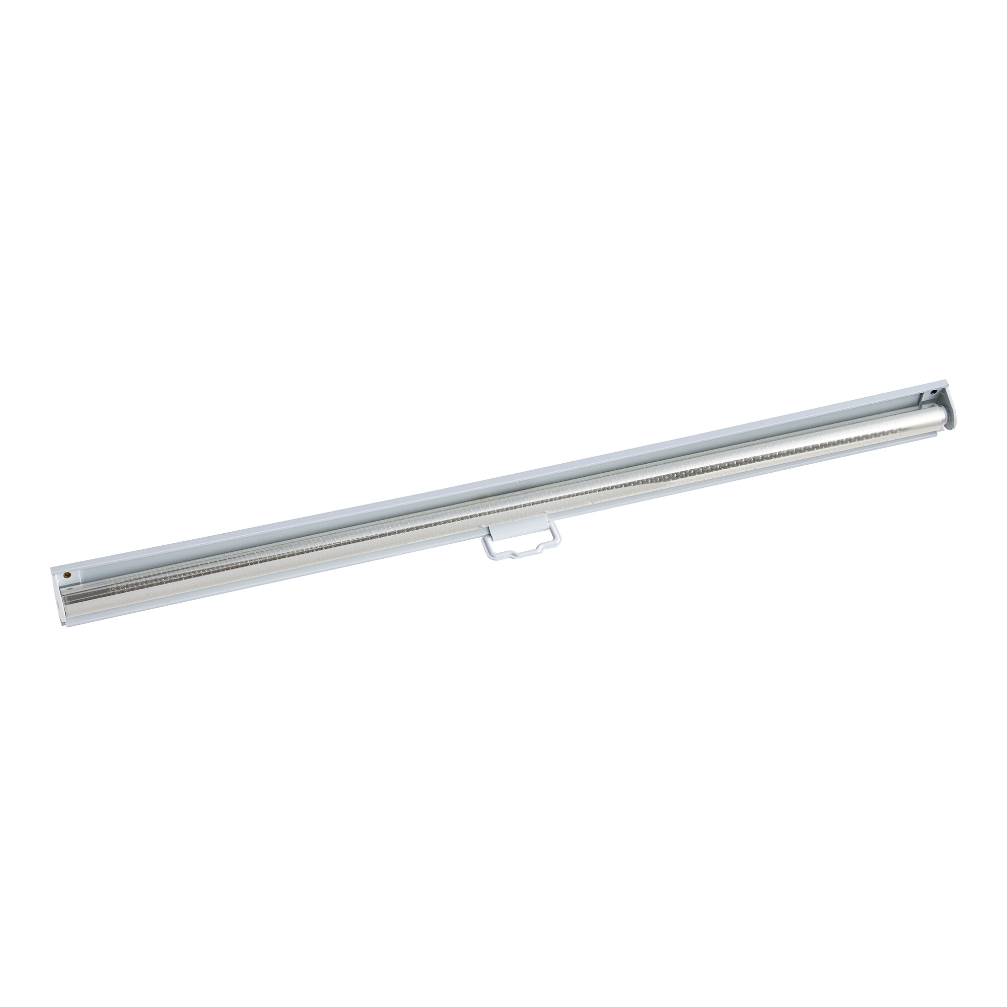An Avantco night curtain for an air curtain merchandiser with a metal handle.