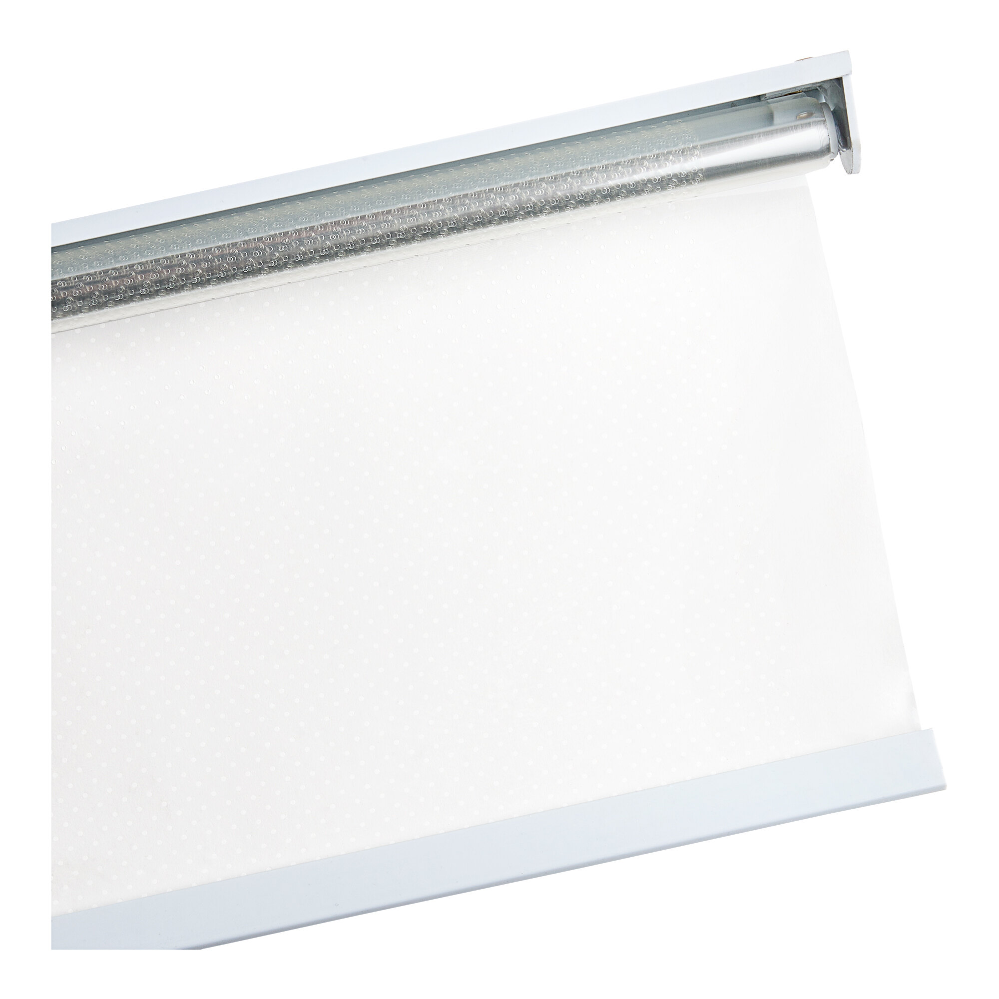 A white metal night curtain for an Avantco air curtain merchandiser.