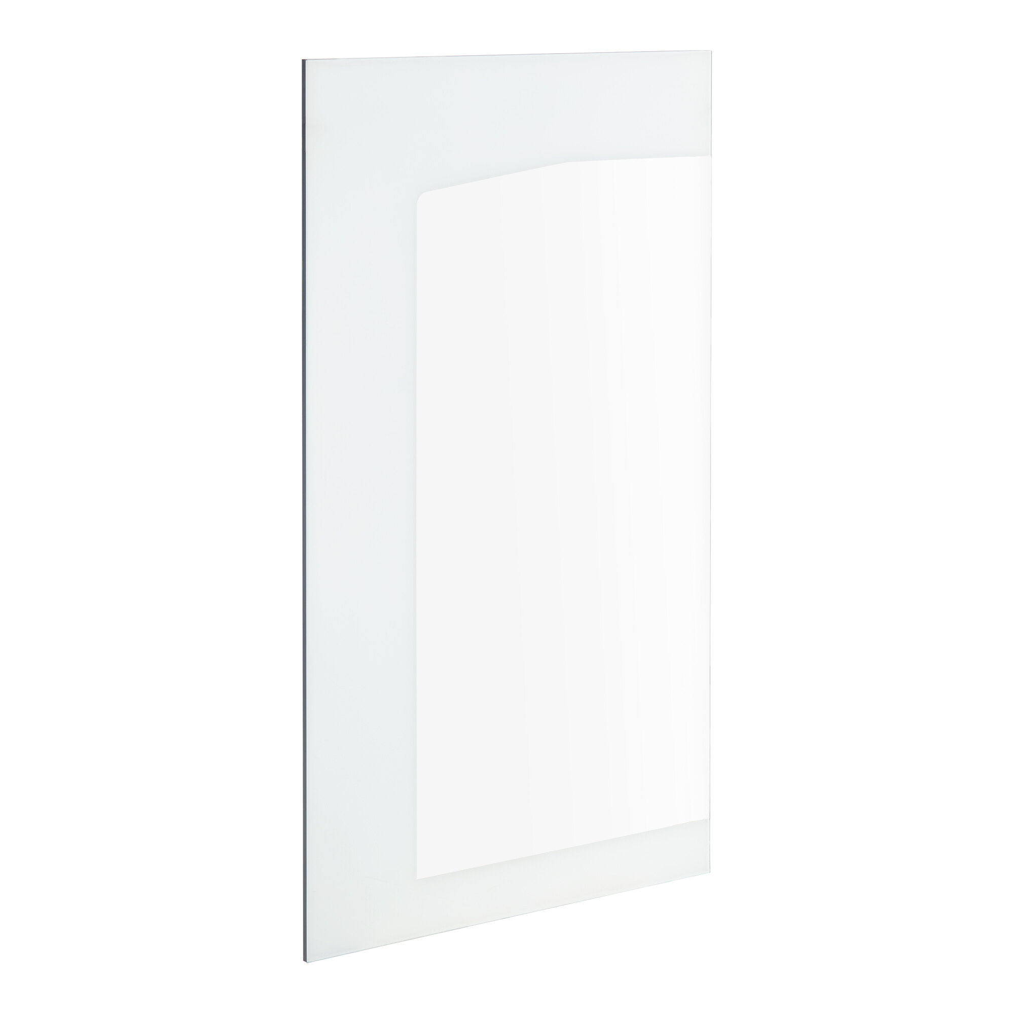A white rectangular glass panel with a black border.