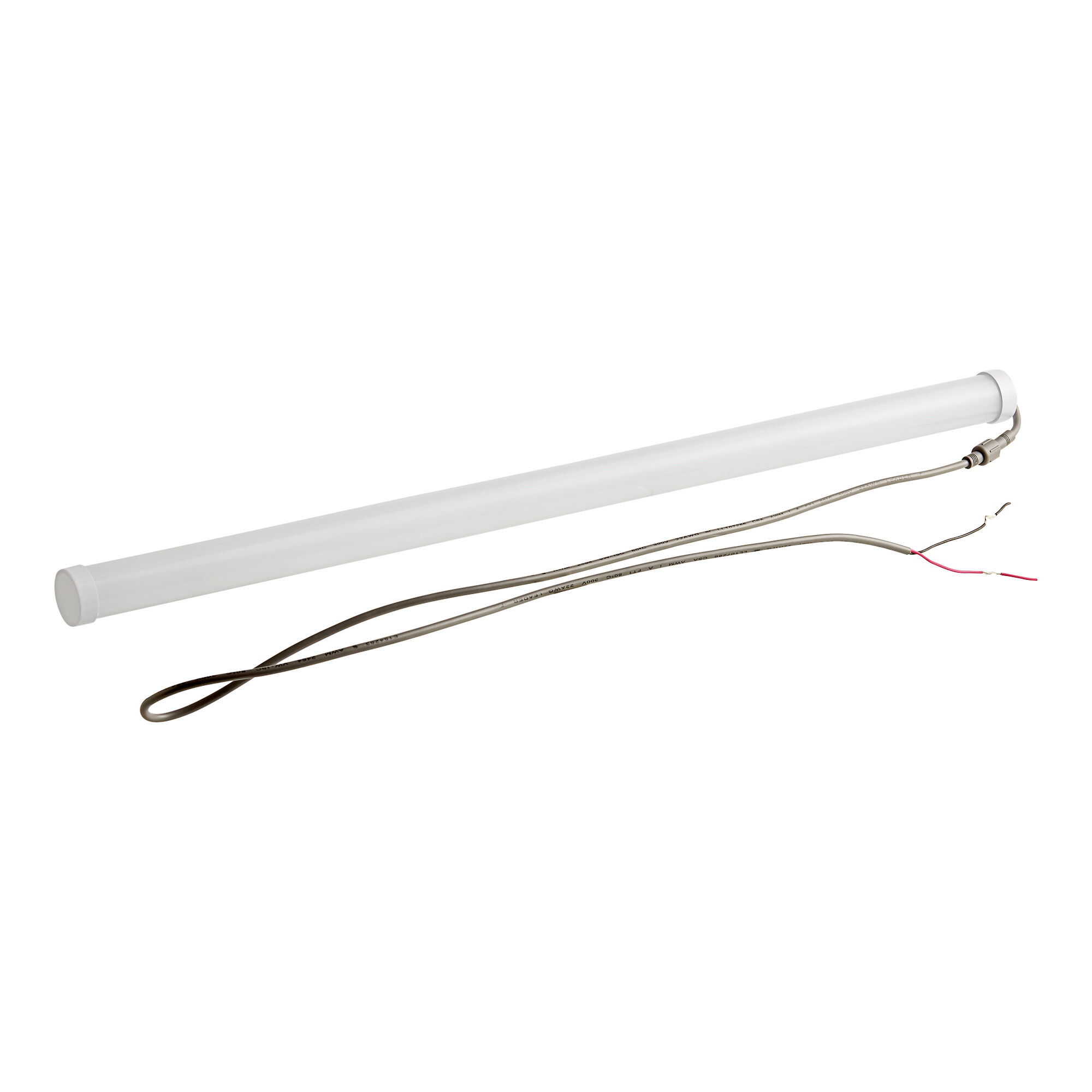 A white tube with wires, with Avantco LED light attached.