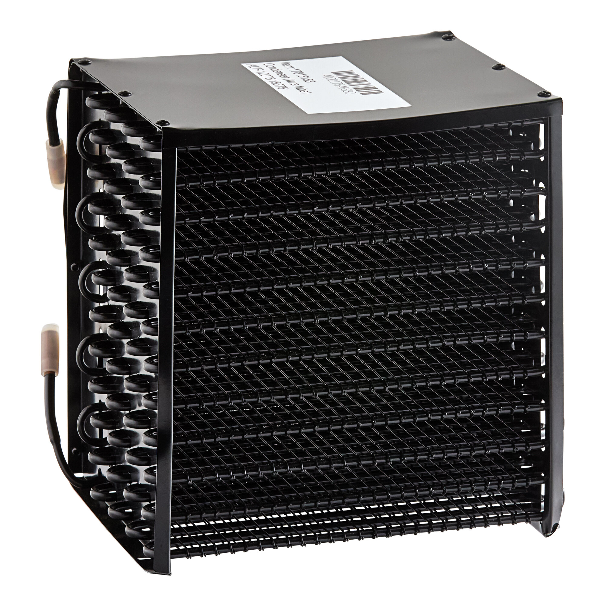 A black condenser coil designed for select Avantco AU and AWT series freezers.