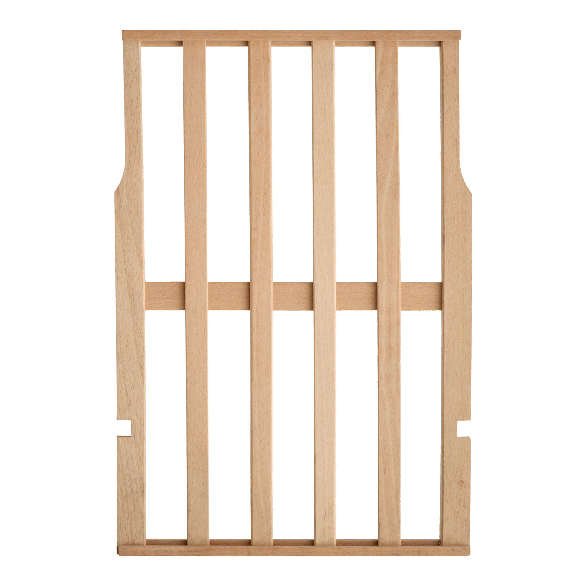 A wooden shelf with vertical and horizontal slats designed for the AvaValley WBRC-32-DZ.