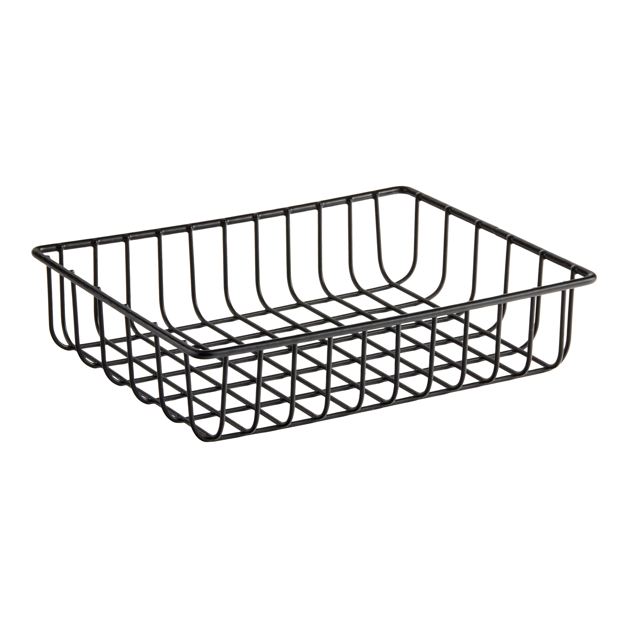 A rectangular black wire basket designed for use with the AvaValley BRC-84-SZ.
