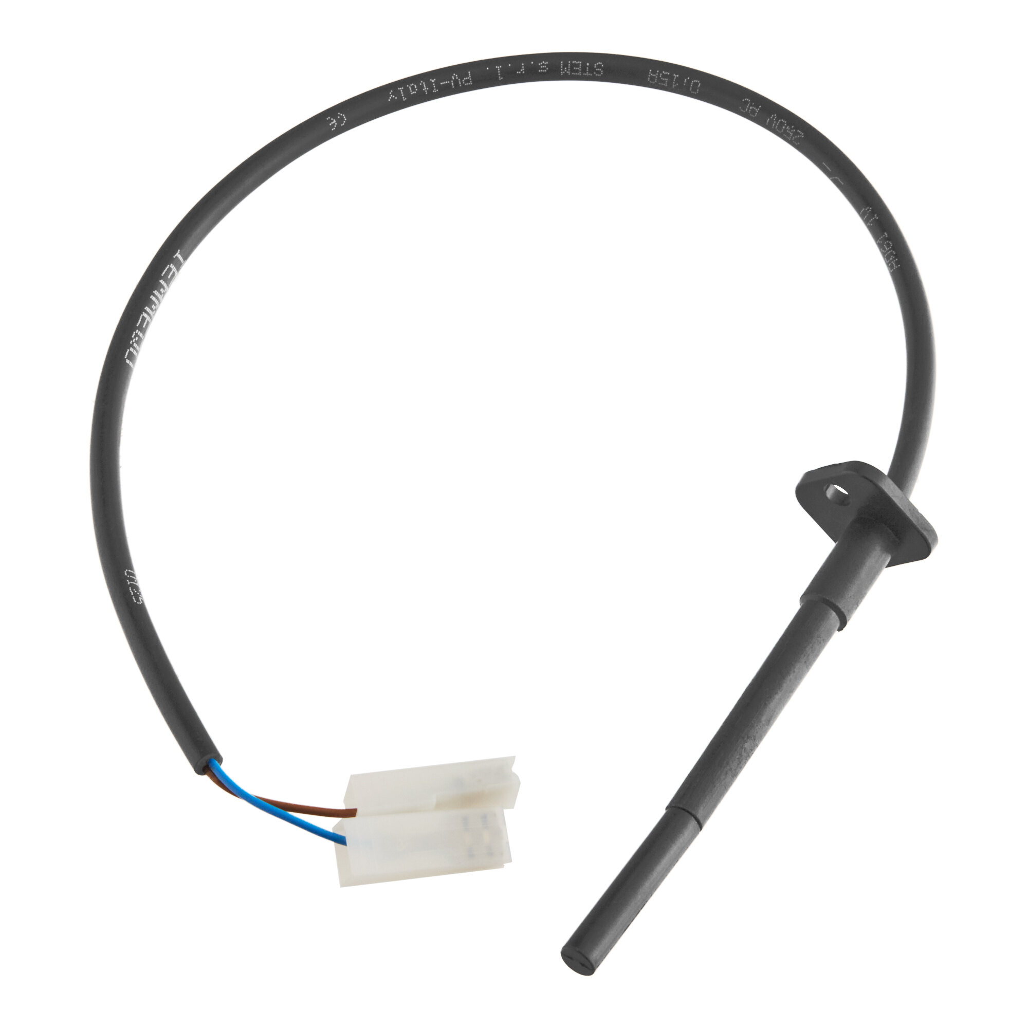 A sensor with a black cable and white connector designed for use in select Avantco Ice Diamond ice machines.