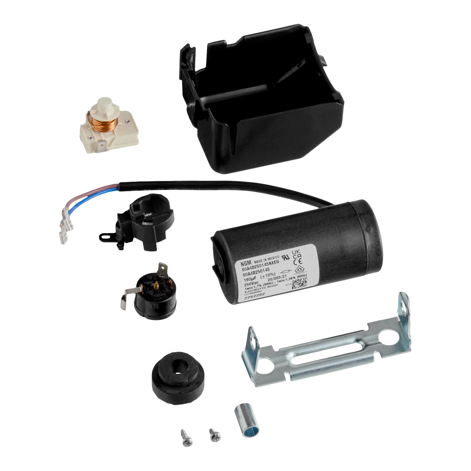 A compressor electrical kit with various components for Avantco Ice EUC-F-160-A and EUC-H-160-A models.