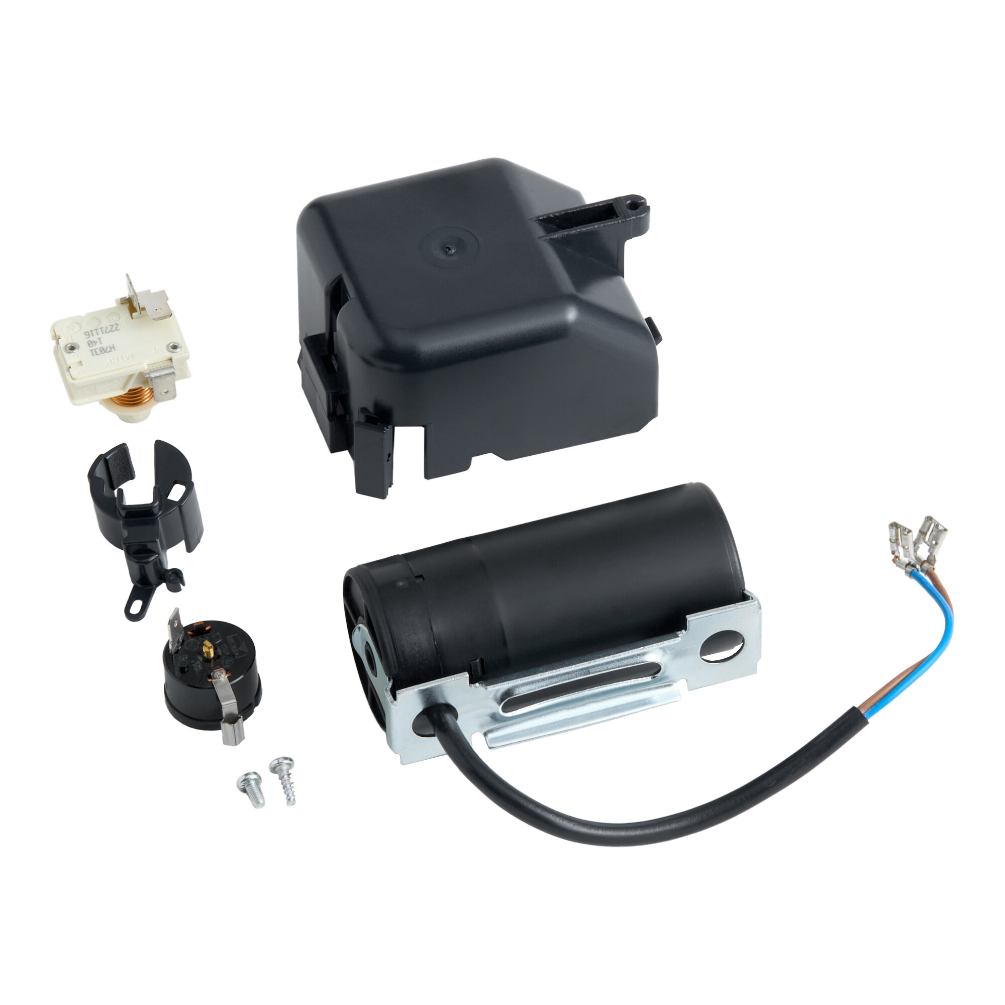 A compressor electrical kit for Avantco Ice EUC-F-340-A and EUC-H-340-A models, including various electrical components and a protective cover.