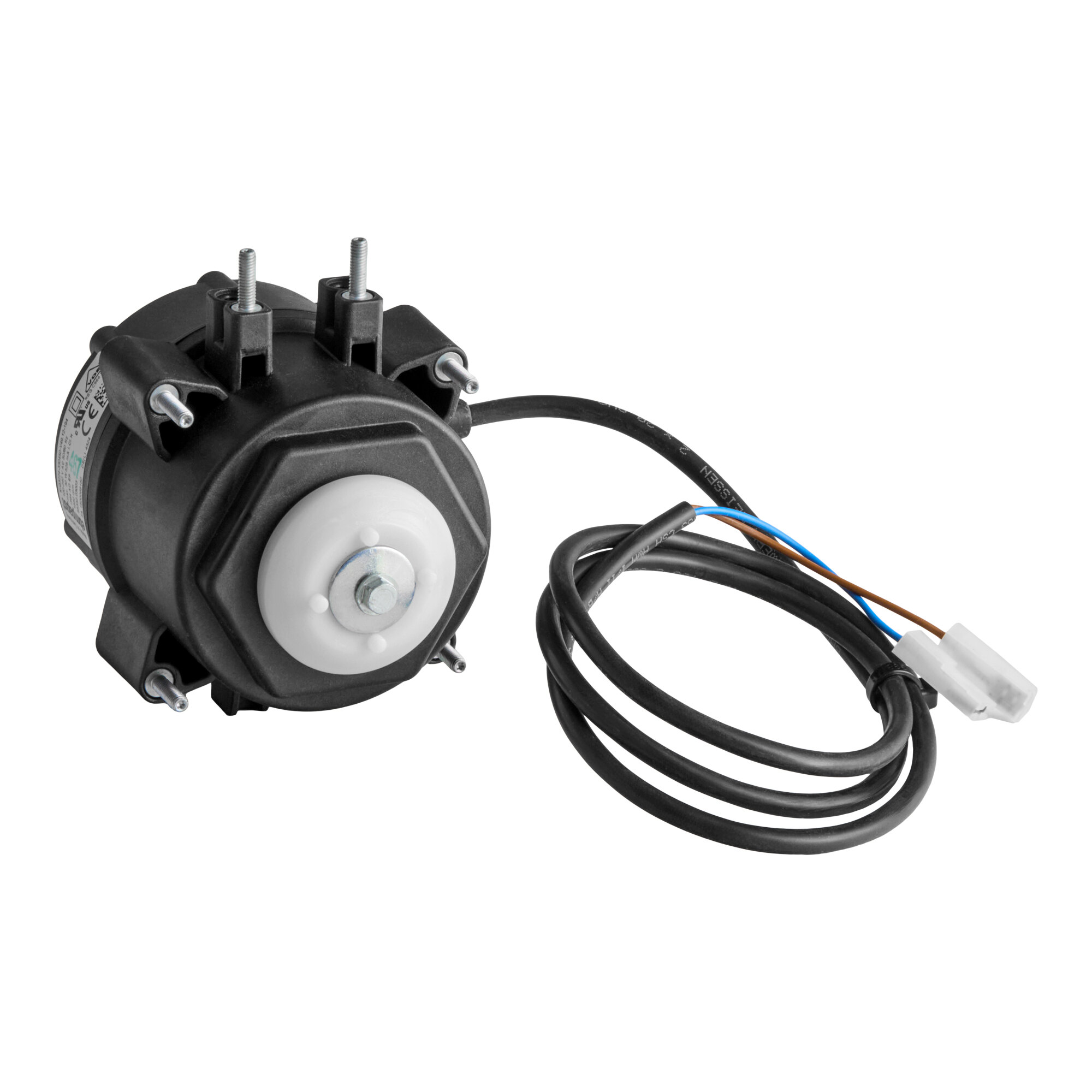 A condenser fan motor with attached wiring, designed for Avantco Ice EMC-H-530-A, EMC-F-530-A, and EMC-F-422-A models.