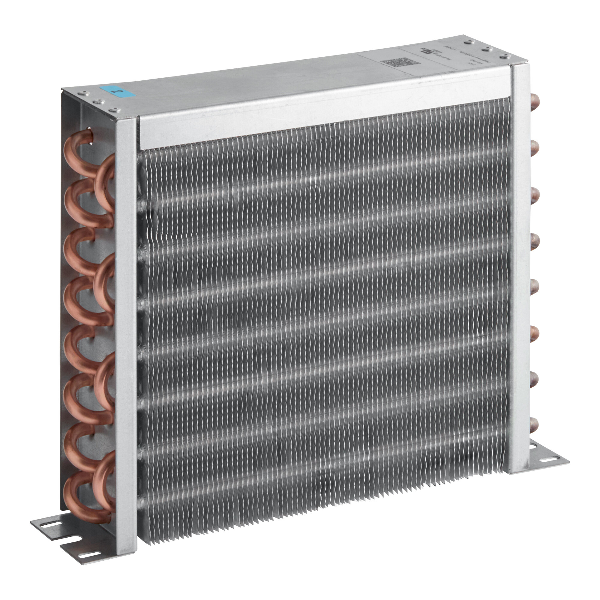 A metal condenser unit with copper tubing and aluminum fins, designed for the Avantco EUC-G-80-A ice machine.