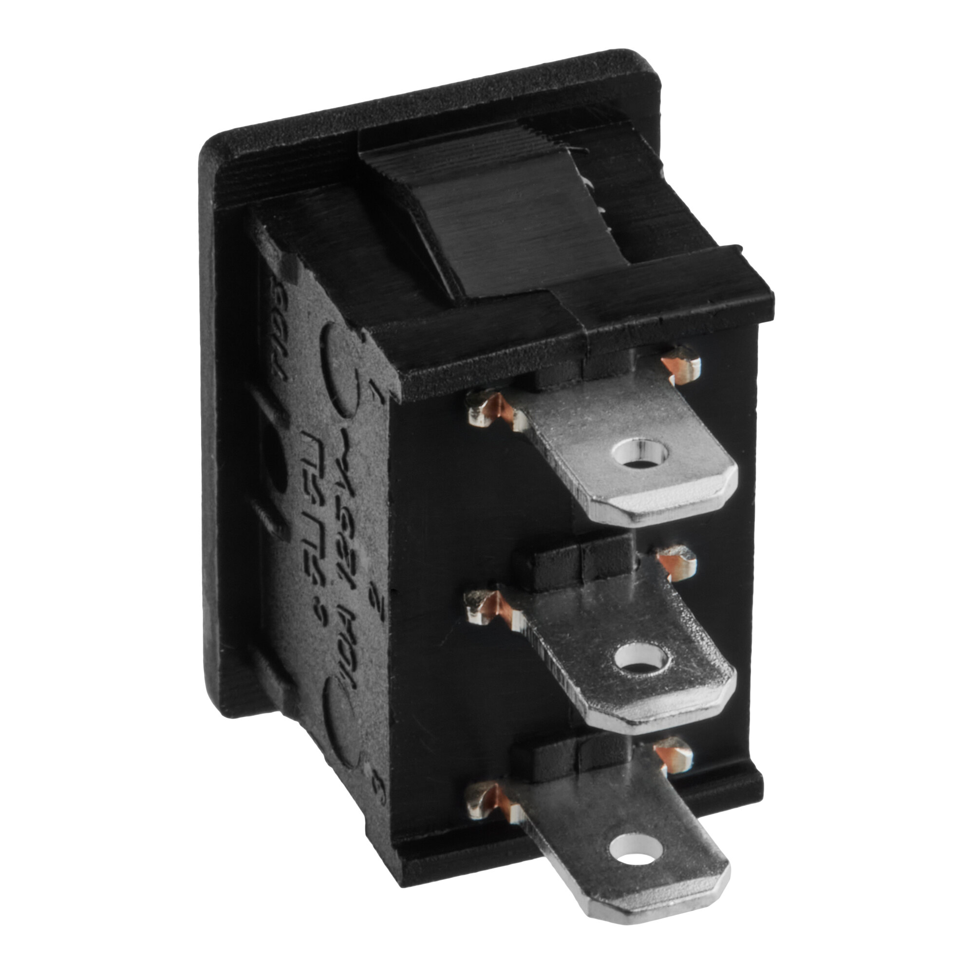 A black rectangular power switch with three metal prongs for select Avantco Ice Diamond ice machines.
