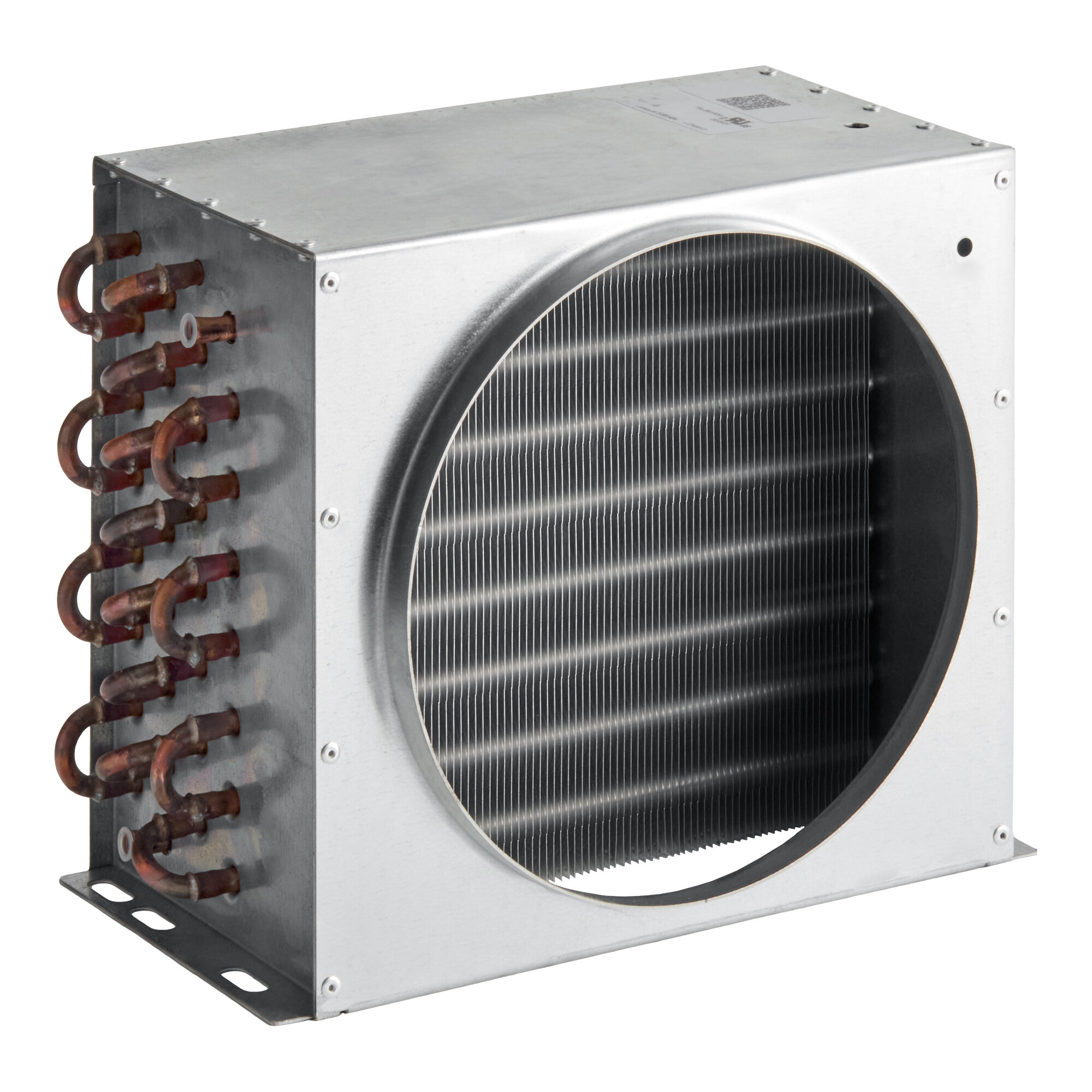 A metal condenser unit with copper tubing, designed for use with Avantco EUC-H-230-A and EUC-F-230-A models.