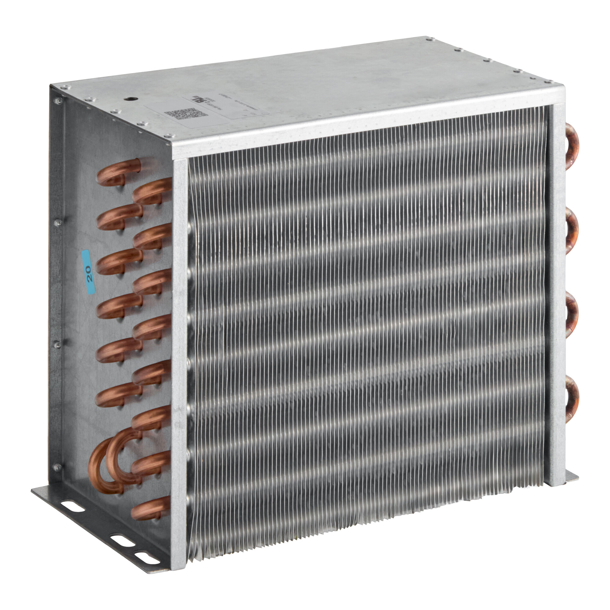 A metal condenser unit with copper tubing, designed for use with Avantco EUC-H-230-A and EUC-F-230-A models.
