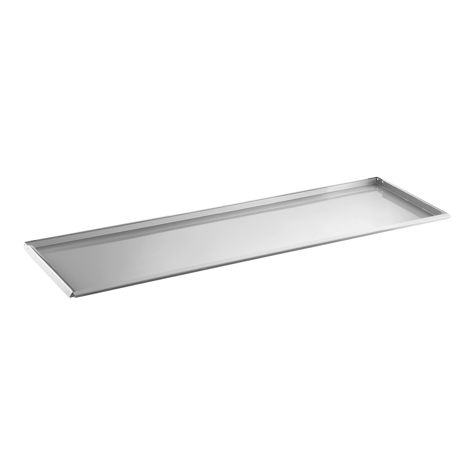 A rectangular stainless steel prep rail lid designed for the Avantco CPT-54.