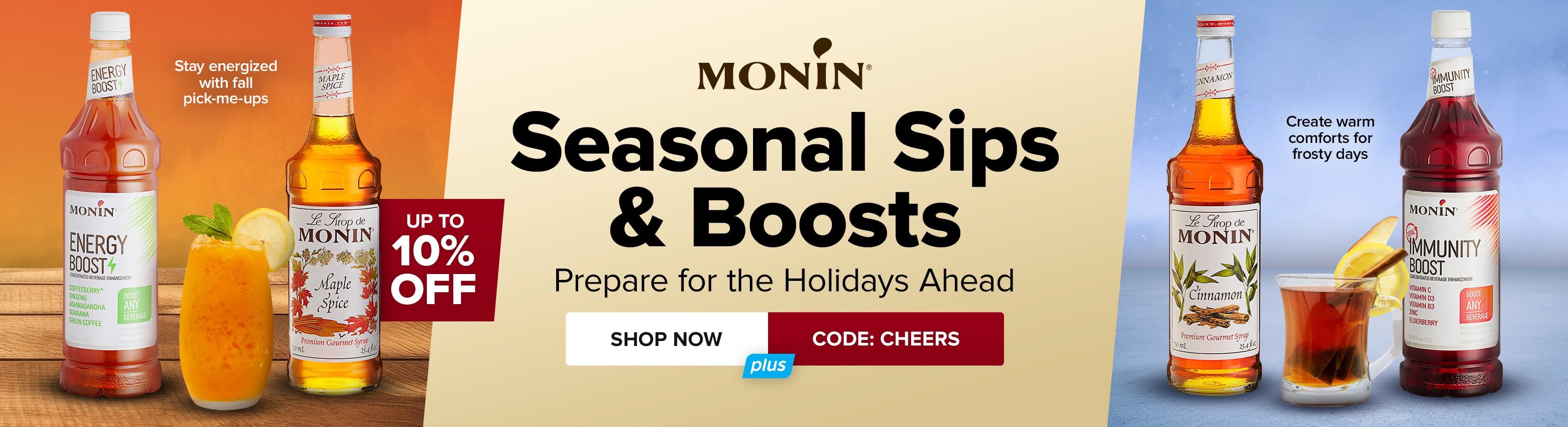Save up to 10% on Seasonal Sips & Boosts from Monin, Use Code: CHEERS