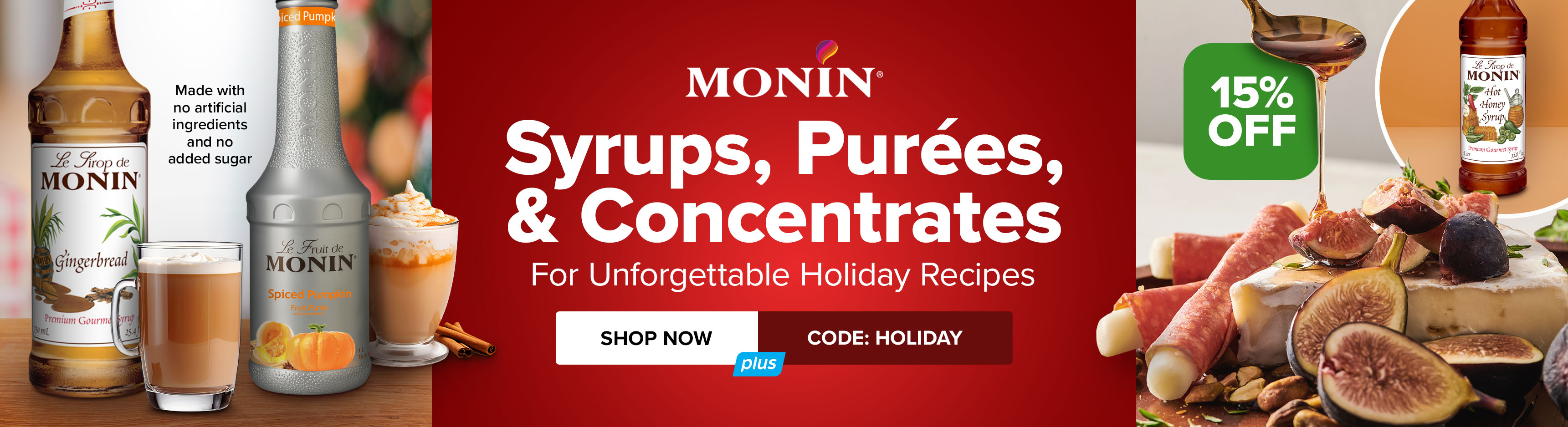 15% off Monin Syrups, Purees, & Concentrates