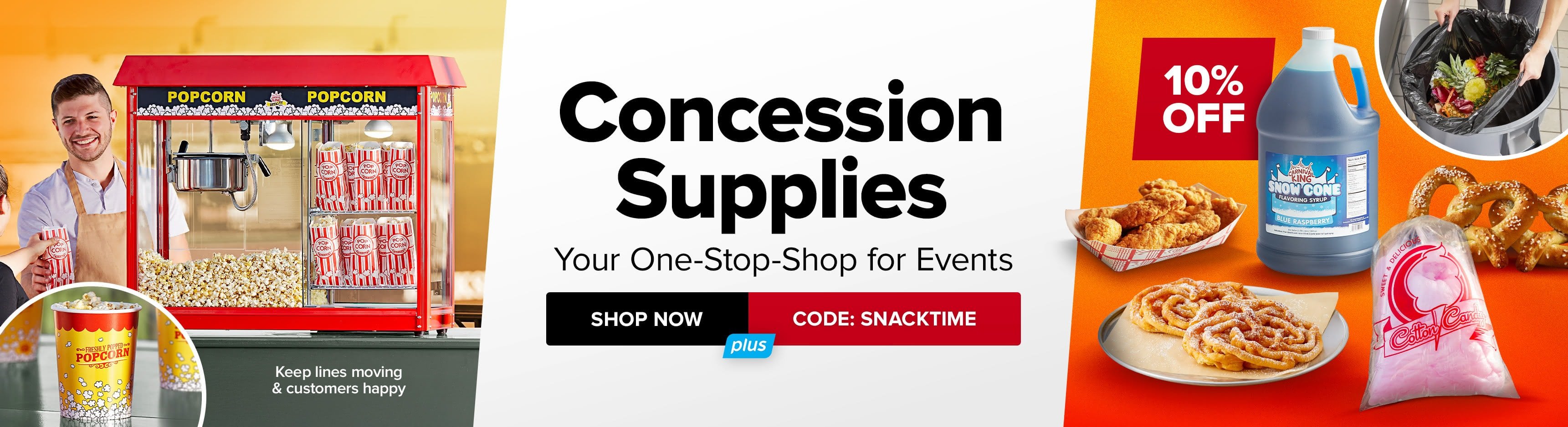 Save 10% on Concession Supplies Sale, Use Code: SNACKTIME