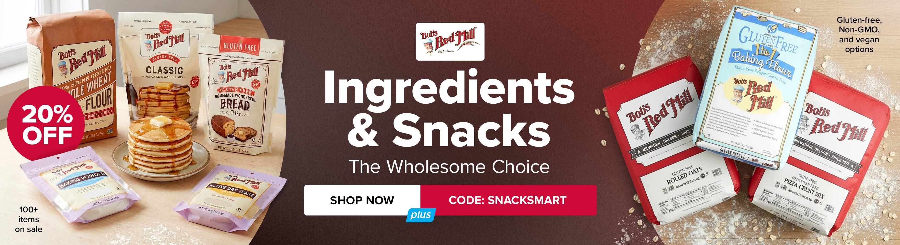 Save 20% on Ingredients & Snacks from Bob's Red Mill - Use Code: SNACKSMART