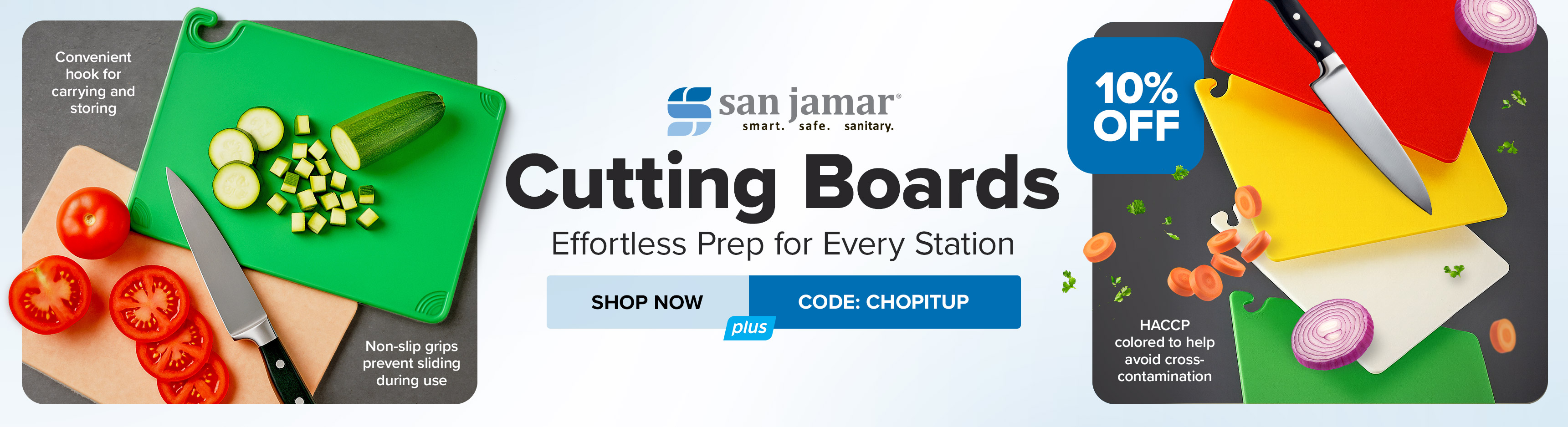 Save 10% on San Jamar Cutting Boards; Use Code: CHOPITUP